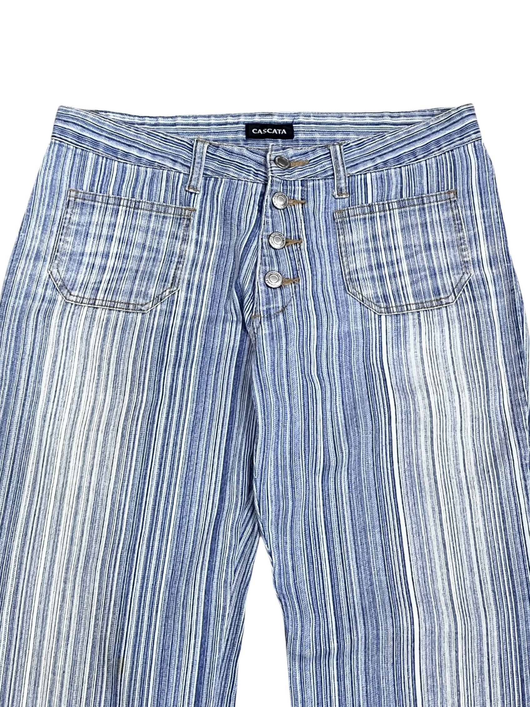 Japanese Brand 🔥SICK FLARE 90’s CASCATA Pinstripes Stretch Denim Bush Jean Size US 30 / EU 46 - 6 Thumbnail
