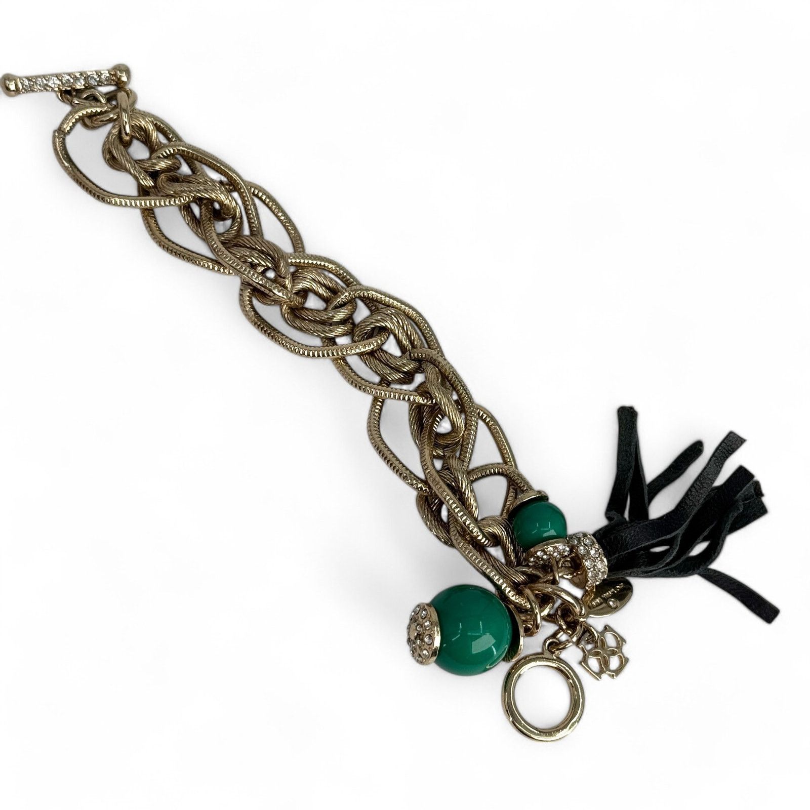 Ann Taylor Ann Taylor Charm Bracelet Gold Tone Chain Rhinestone Tassel Size ONE SIZE - 2 Thumbnail