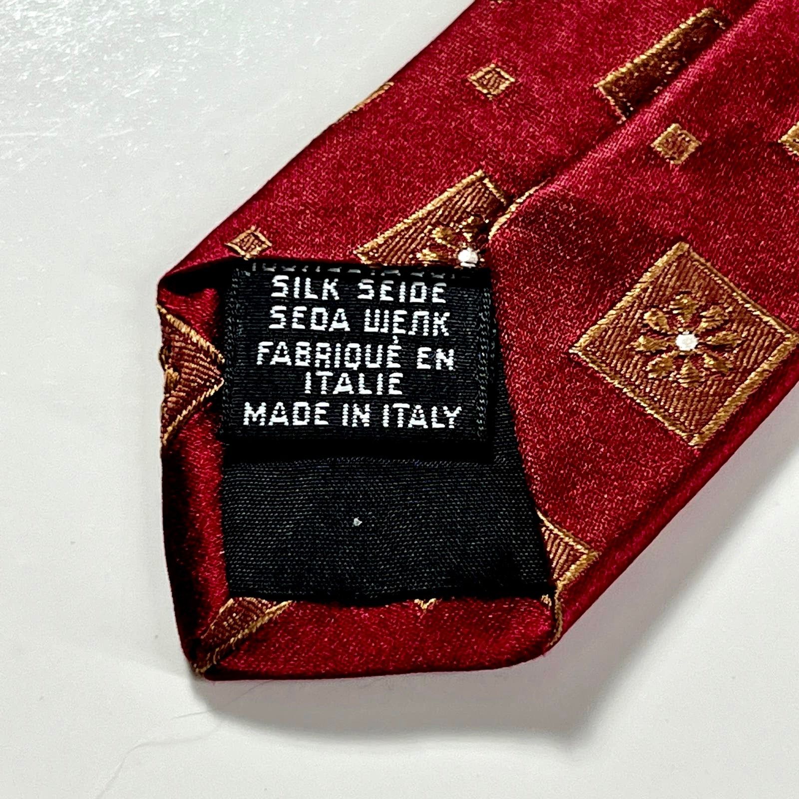 Hugo Boss Hugo Boss Men Tie Red Gold 100% Silk Geometric Woven Necktie Size ONE SIZE - 7 Thumbnail