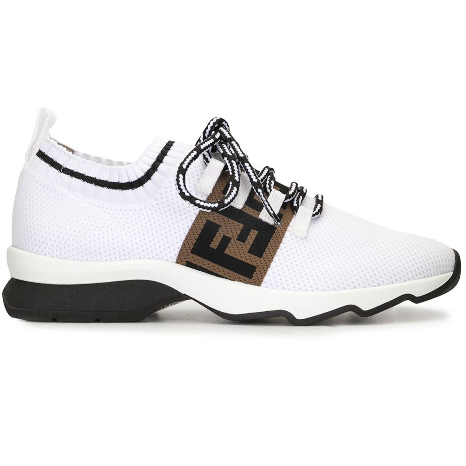 Fendi Fendi FF Knit White Sock Brown Black Logo Low Top Sneaker 41 Size US 11 / IT 41 - 1 Thumbnail