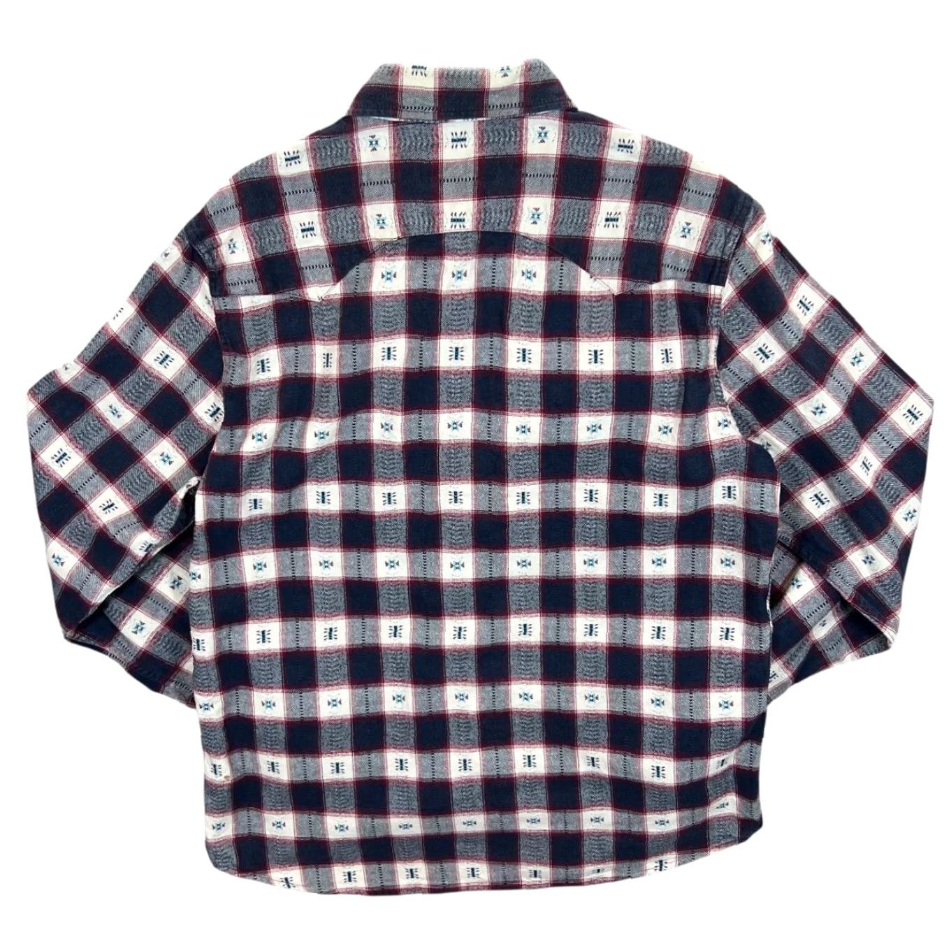 Celio Celio Regular Fit Patterned Plaid Check Western Style Popper Long Sleeve Shirt Large Navy Check Mens Size US L / EU 52-54 / 3 - 3 Thumbnail