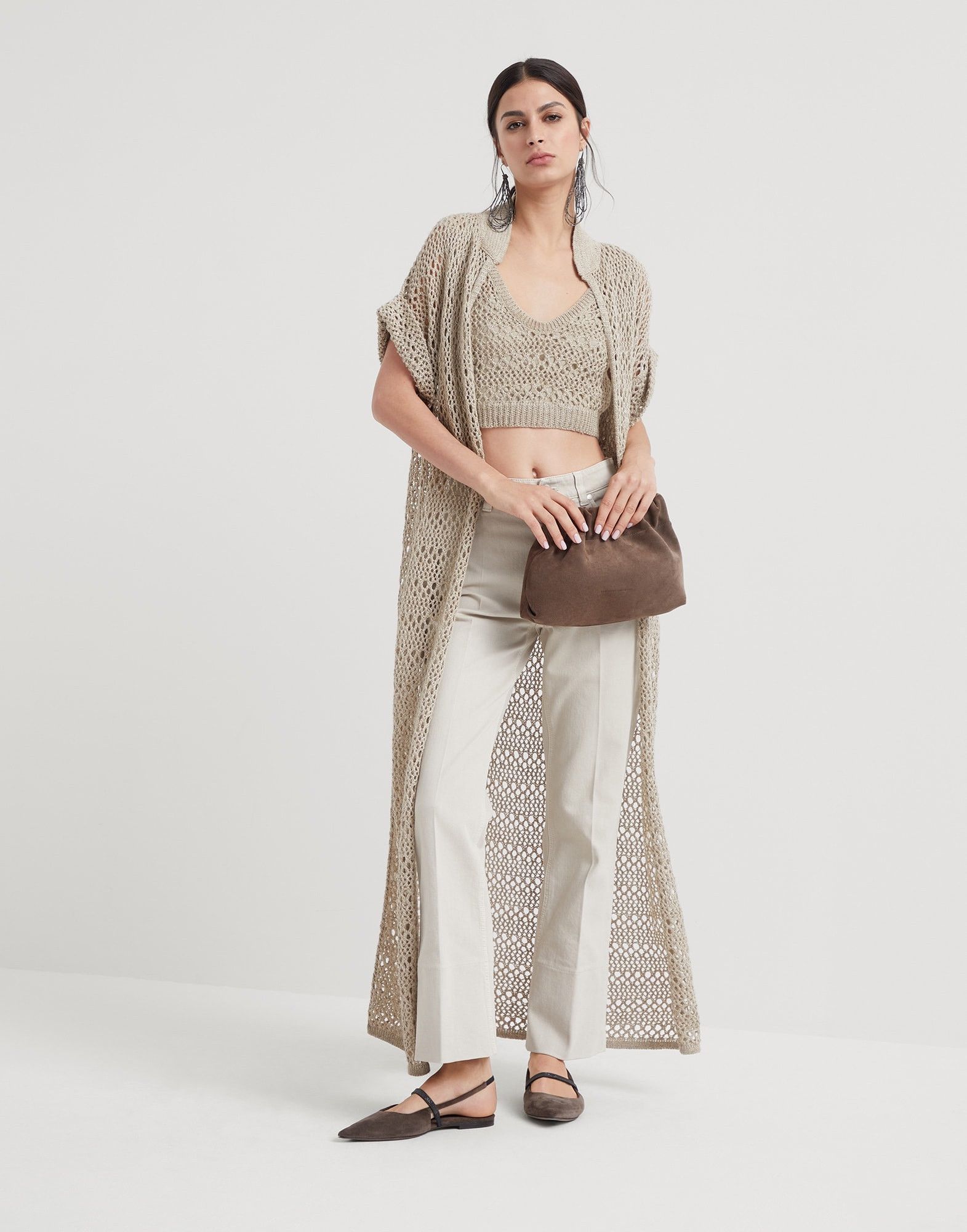 Brunello Cucinelli o1w1db10825 Woman Dyed Pants in Open White Size 27" / US 4 / IT 40 - 4 Thumbnail