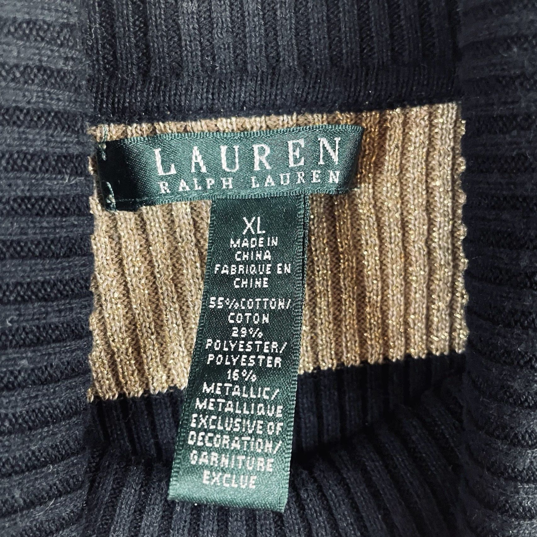 Ralph Lauren Ralph Lauren Sweater Women XL Turtleneck Striped Black Cotton Blend Knit Pullover Plus Size Y2K 90s Dark Academia Vintage No Womens A93 Size XL / US 12-14 / IT 48-50 - 7 Thumbnail