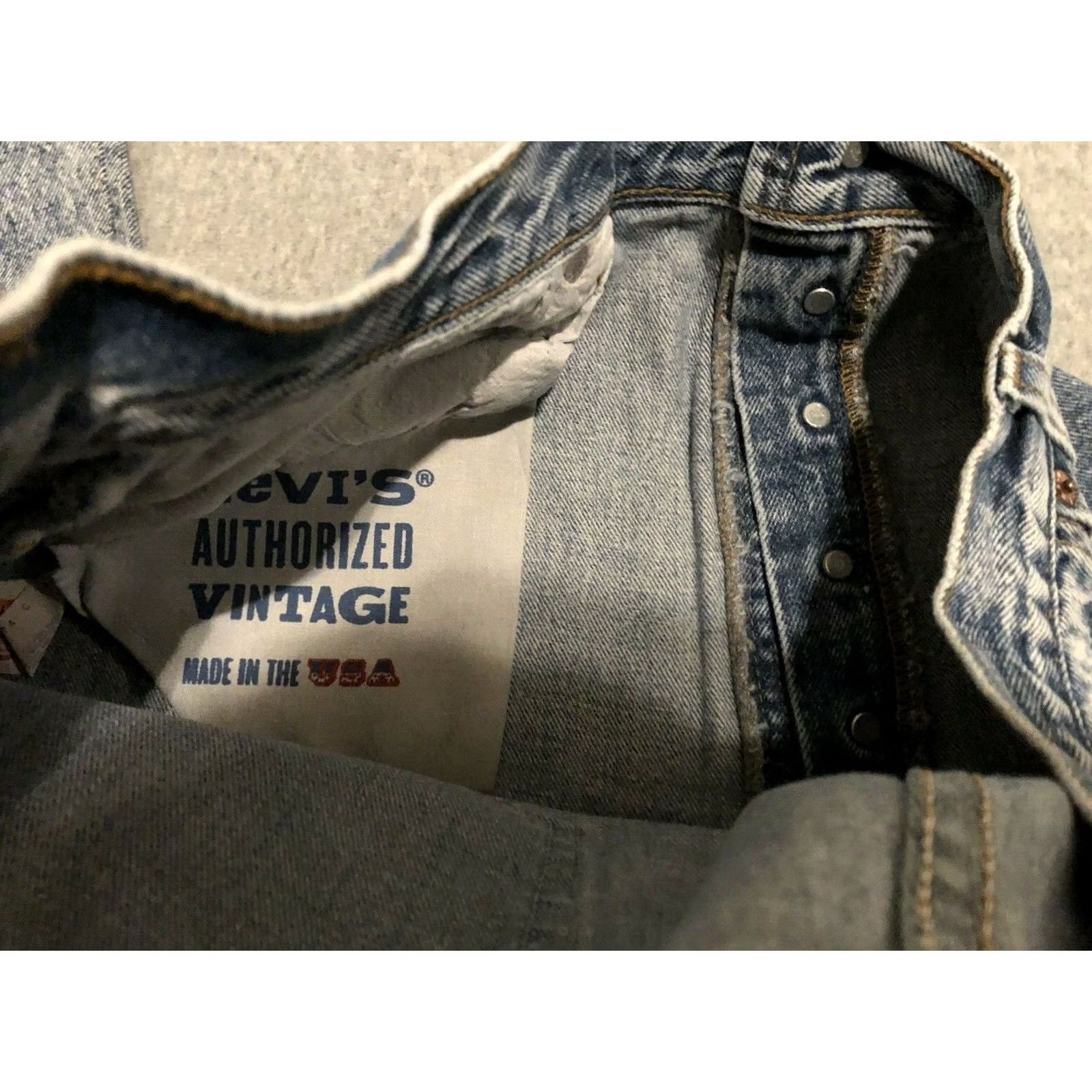 Levi's VINTAGE Levi's 501 Tapered Jeans USA Regular Men 36x34 Blue Denim Cotton NWT Distressed Button Handmade USA Theme Womens? No Size US 36 / EU 52 - 7 Thumbnail