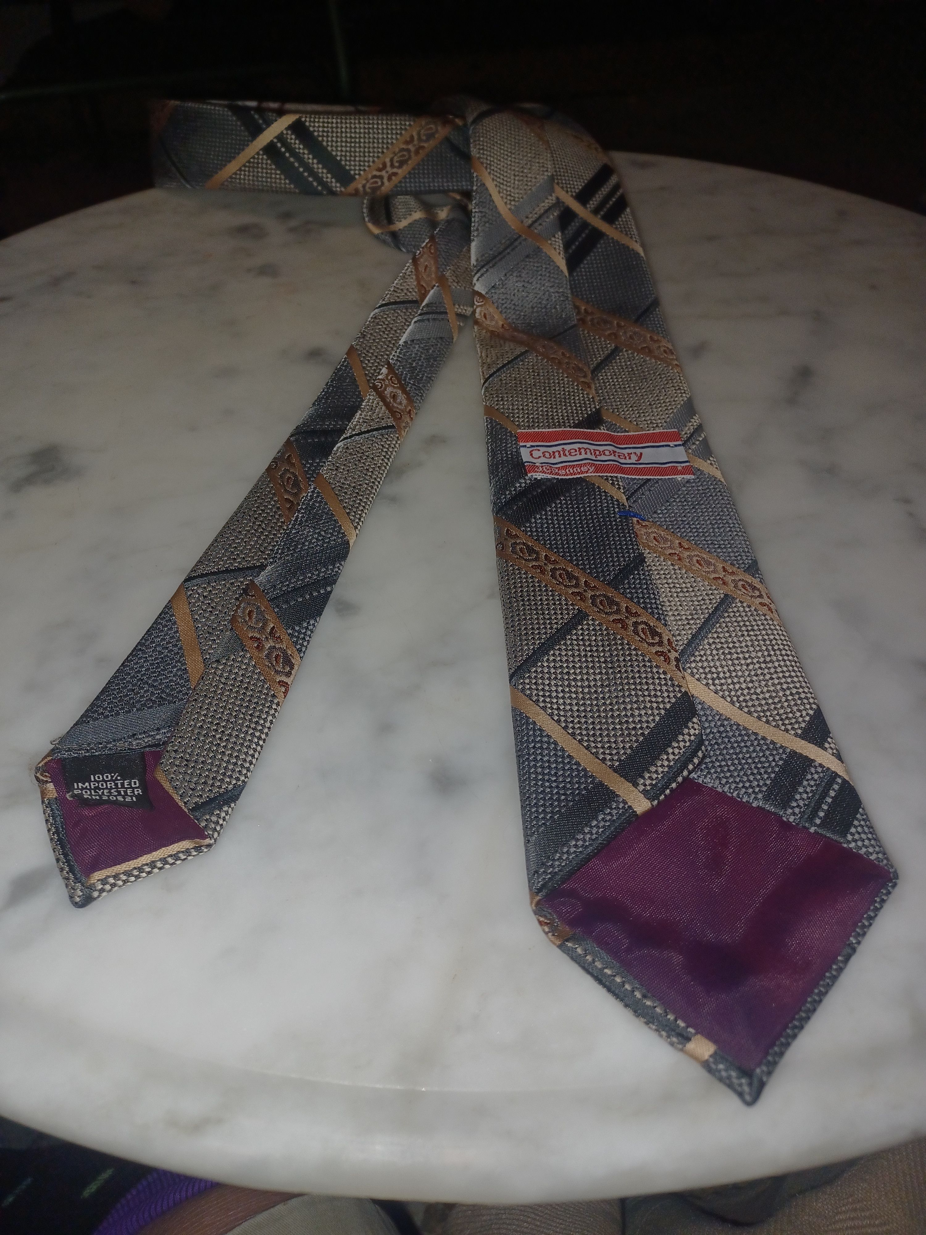 Other Contemporary from JC Penney Men's Tie Gray & Gold Size ONE SIZE - 2 Thumbnail