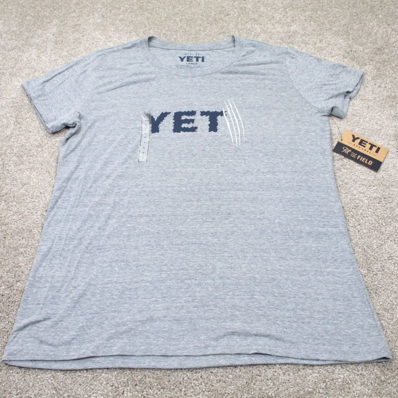 Yeti Yeti Shirt Womens Large Gray Stripe Cotton/Poly/Rayon S/S Pullover NWT Size L / US 10 / IT 46 - 2 Thumbnail