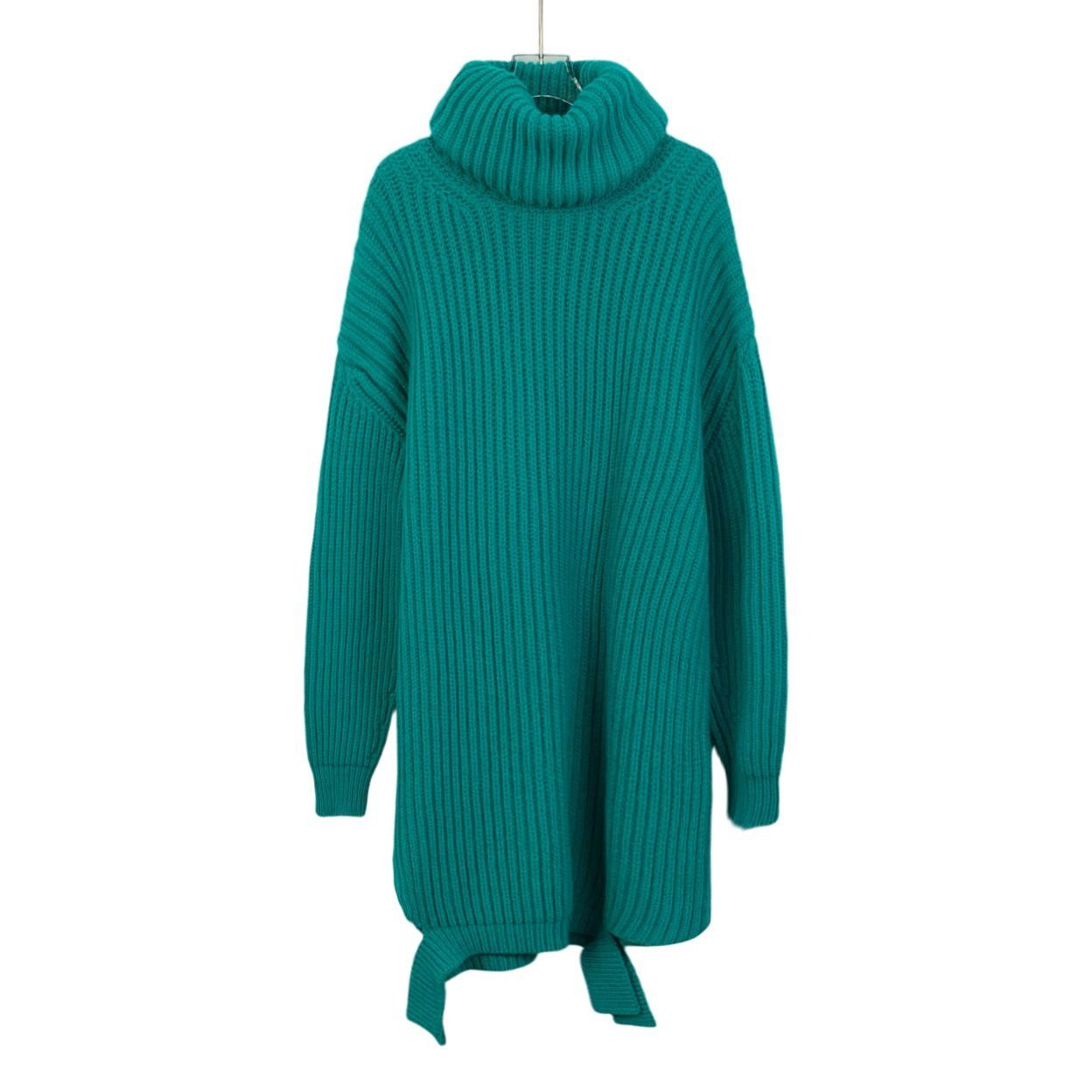 Balenciaga Balenciaga Womens Teal Virgin Wool Turtleneck Sweater Dress Size XS / US 0-2 / IT 36-38 - 2 Thumbnail