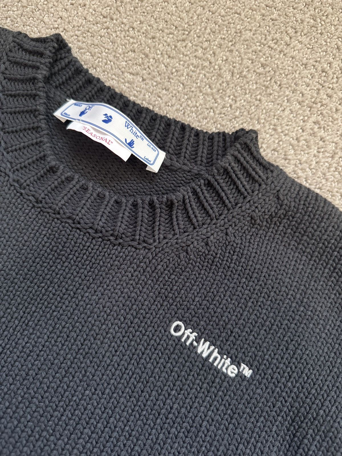 Off-White Off-White™ Big Check Chunky Knit Sweater Size US L / EU 52-54 / 3 - 2 Thumbnail