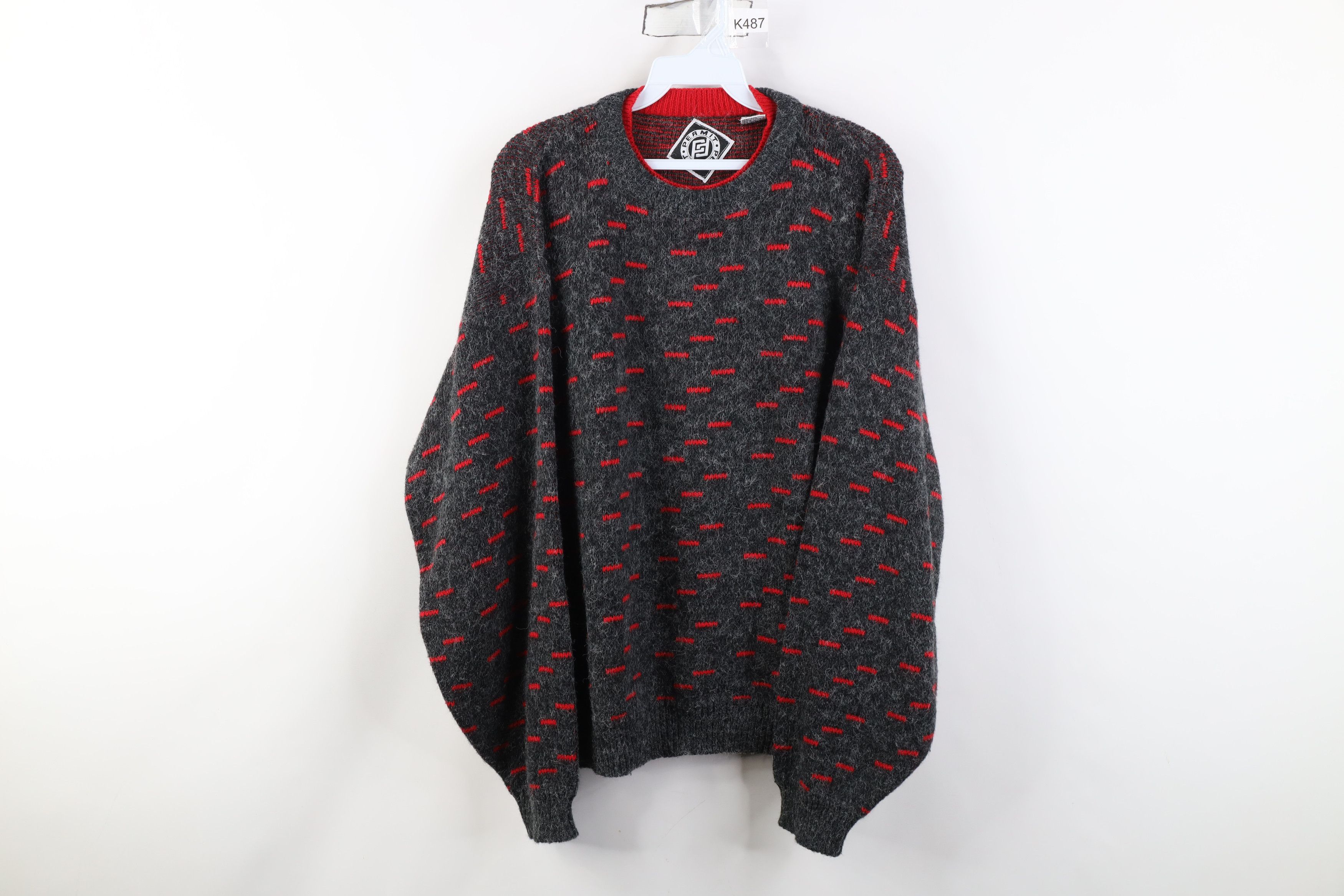 Vintage Vintage 90s Streetwear Geometric Knit Crewneck Sweater Gray Size M / US 6-8 / IT 42-44 - 1 Thumbnail