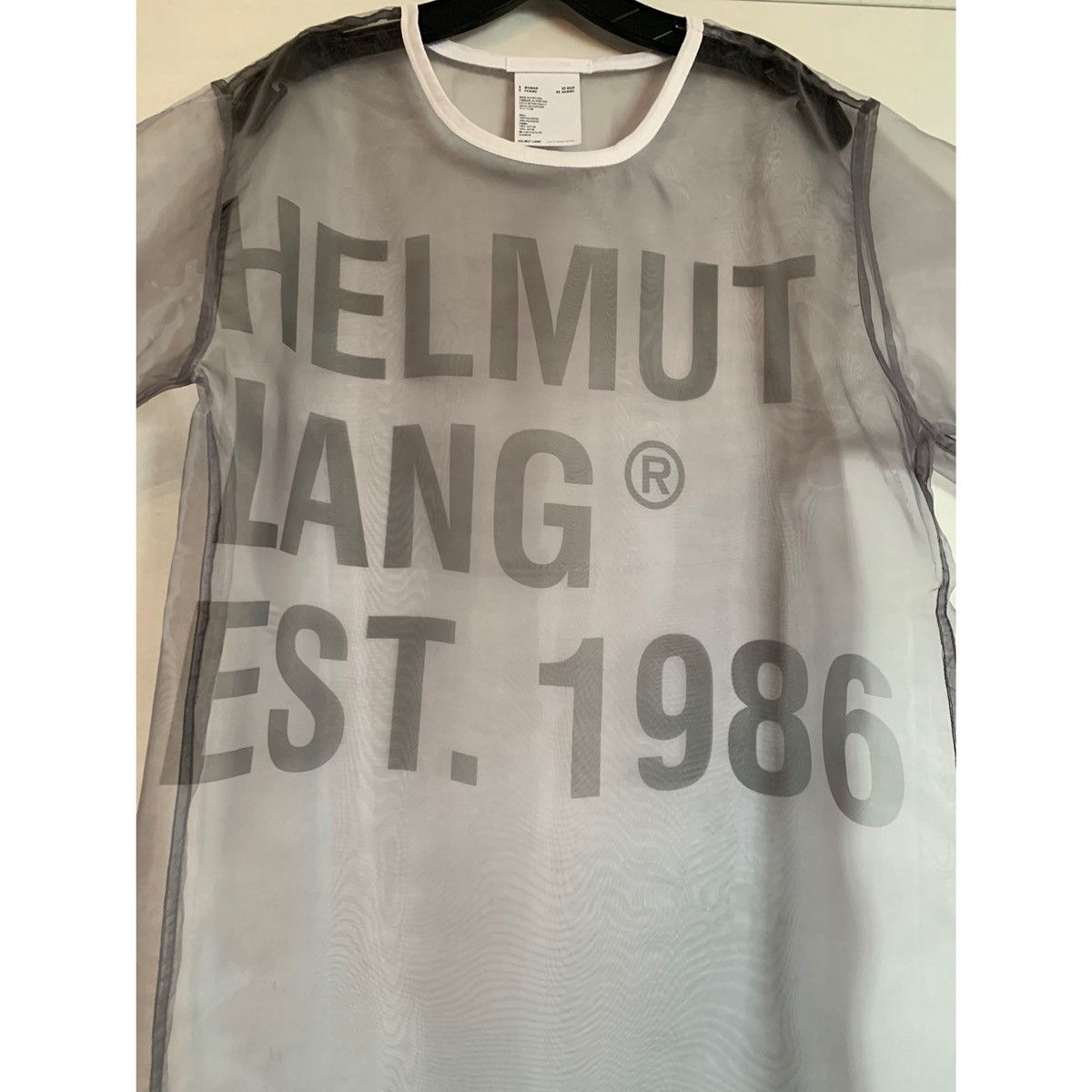 Helmut Lang HELMUT LANG SHEER LOGO T-SHIRT DRESS Size S / US 4 / IT 40 - 6 Thumbnail