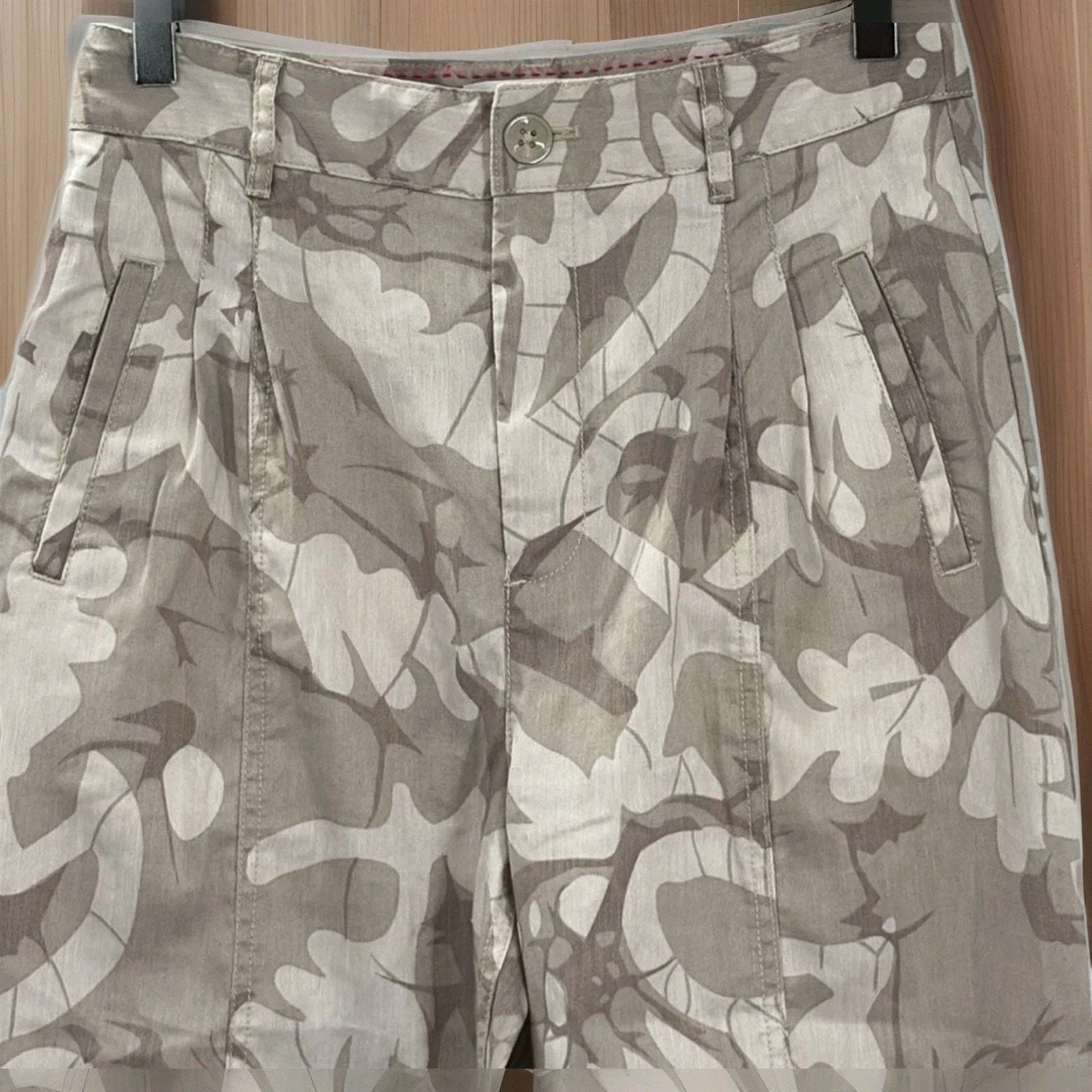 Anthropologie Anthropologie Pants Frannie Linen Blend Tapered Camo 20W Size 40" / US 18 - 6 Thumbnail