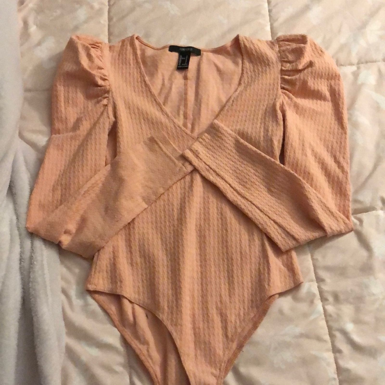 Forever 21 F21 • Peach Knitted Bodysuit • Size S Size S / US 4 / IT 40 - 1 Preview
