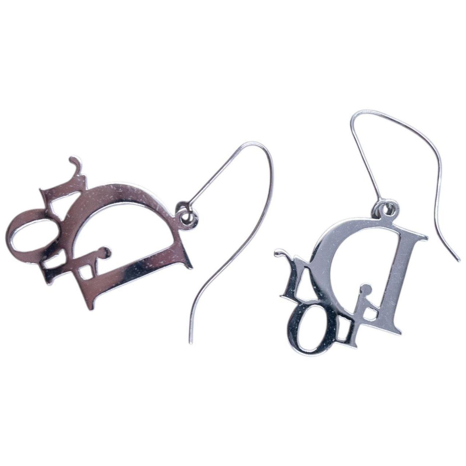 Dior Vintage 2000s Dior Silver Logo Earrings Size ONE SIZE - 3 Thumbnail