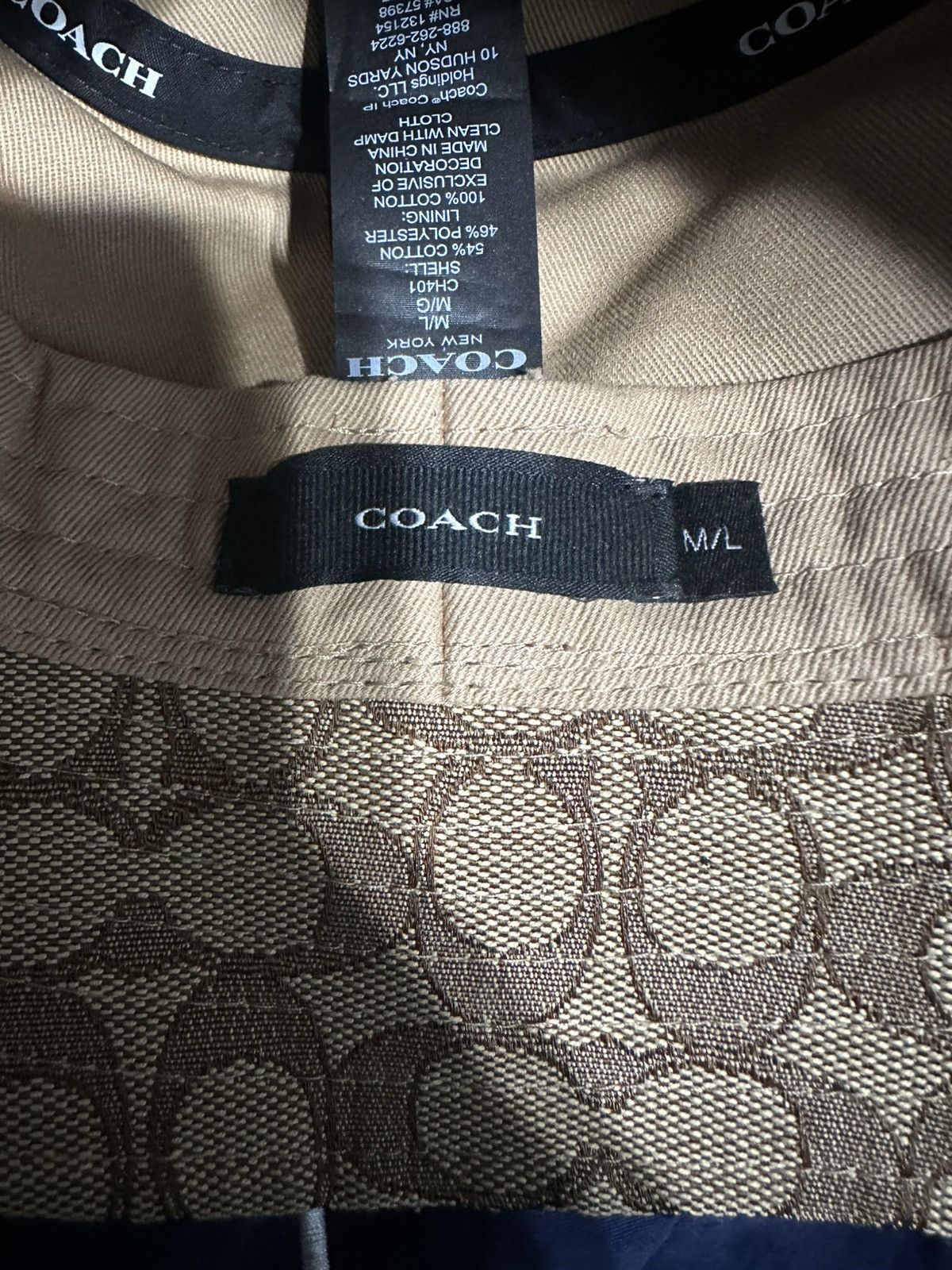 Coach COACH MENS Bucket Cap Khaki Size 38 - 4 Thumbnail