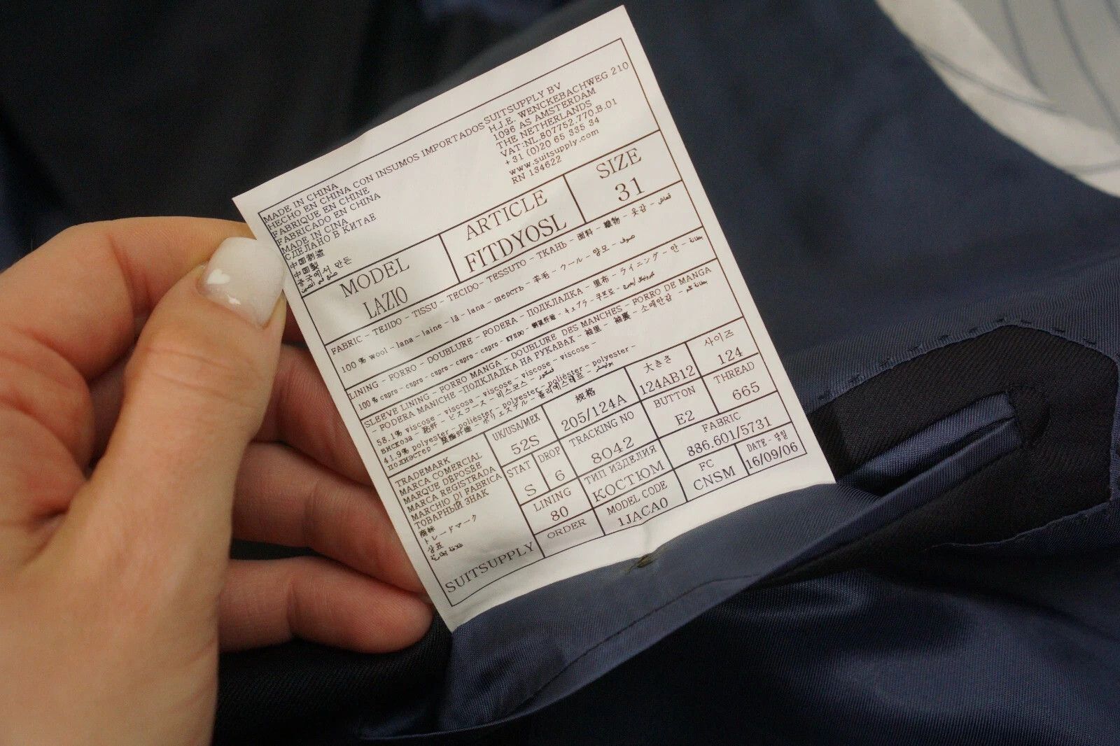 Suitsupply Men Suitsupply Suit Lazio Navy Blue Vitale Barberis US52S Size 52S - 6 Thumbnail