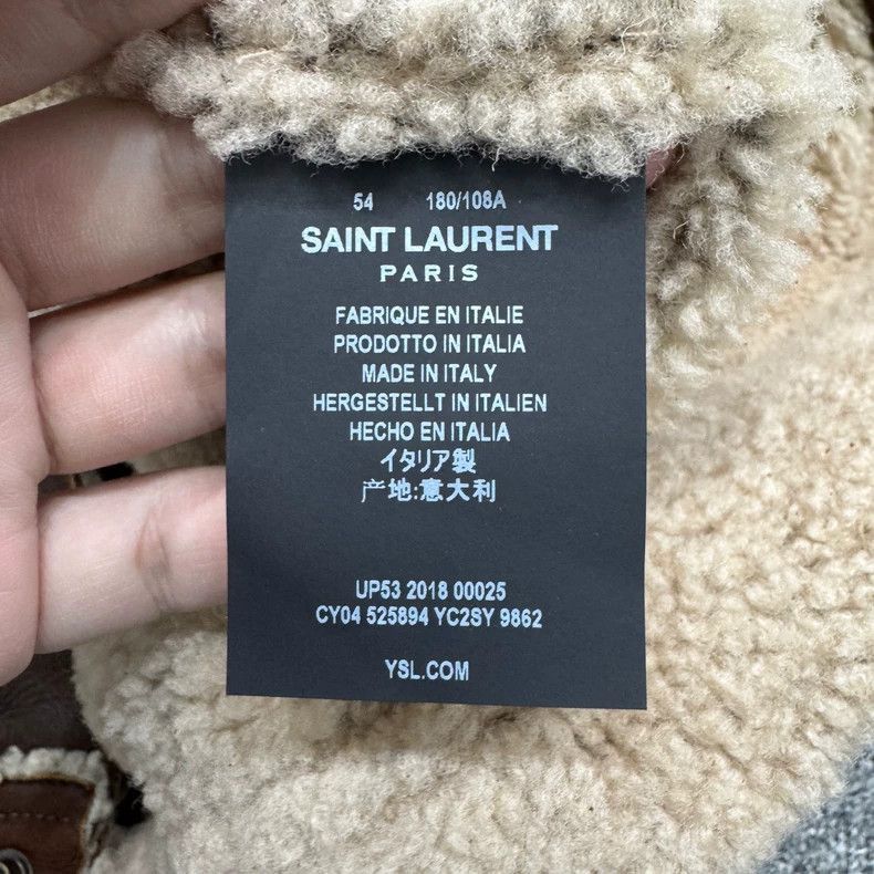 Saint Laurent Paris SLP Shearling Collar Leather Jacket- Size US XL / EU 56 / 4 - 3 Thumbnail
