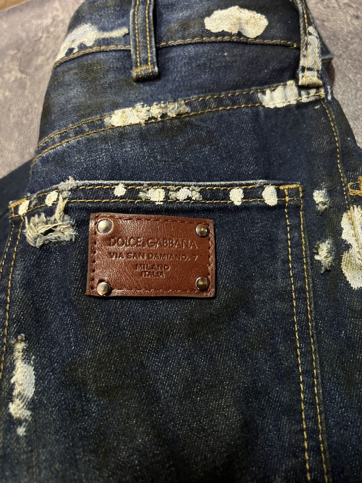 Dolce & Gabbana Dolce & Gabbana Archive Distressed Painted Zipper Denim Size US 30 / EU 46 - 8 Thumbnail
