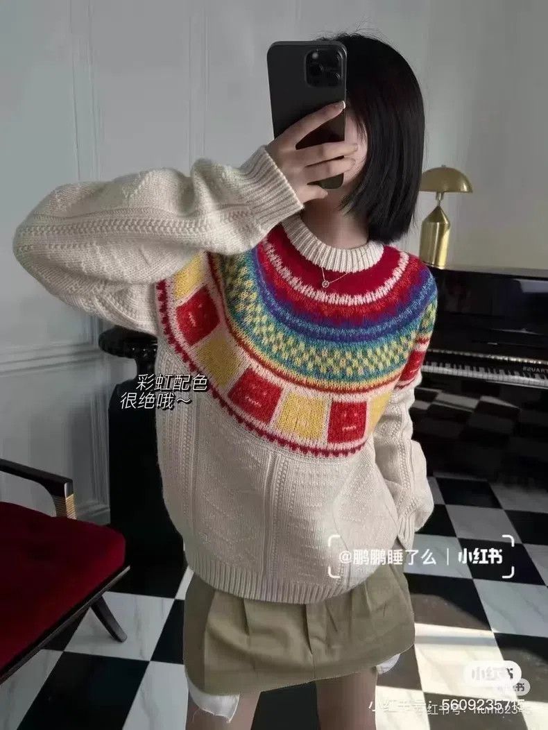 Acne Studios Acne Studios Rainbow Fair Isle Smile Motif Wool Sweater Size S / US 4 / IT 40 - 8 Thumbnail