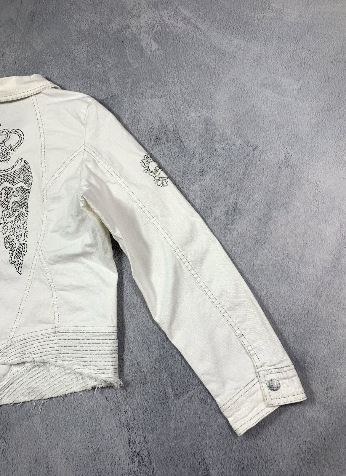 Japanese Brand × Vintage Vintage Y2K Crown wings Sequins denim jacket opium style XL Size XL / US 12-14 / IT 48-50 - 5 Thumbnail