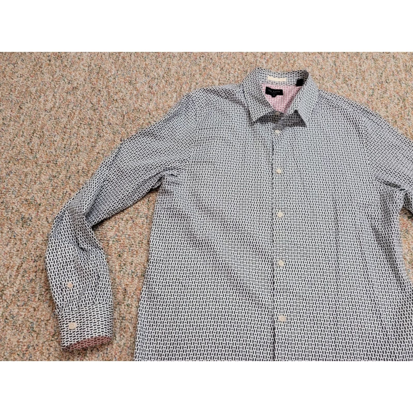 Ted Baker Ted Baker Shirt Mens Large Multi Geometric Abstract Button Up Long Sleeve Size US L / EU 52-54 / 3 - 7 Thumbnail