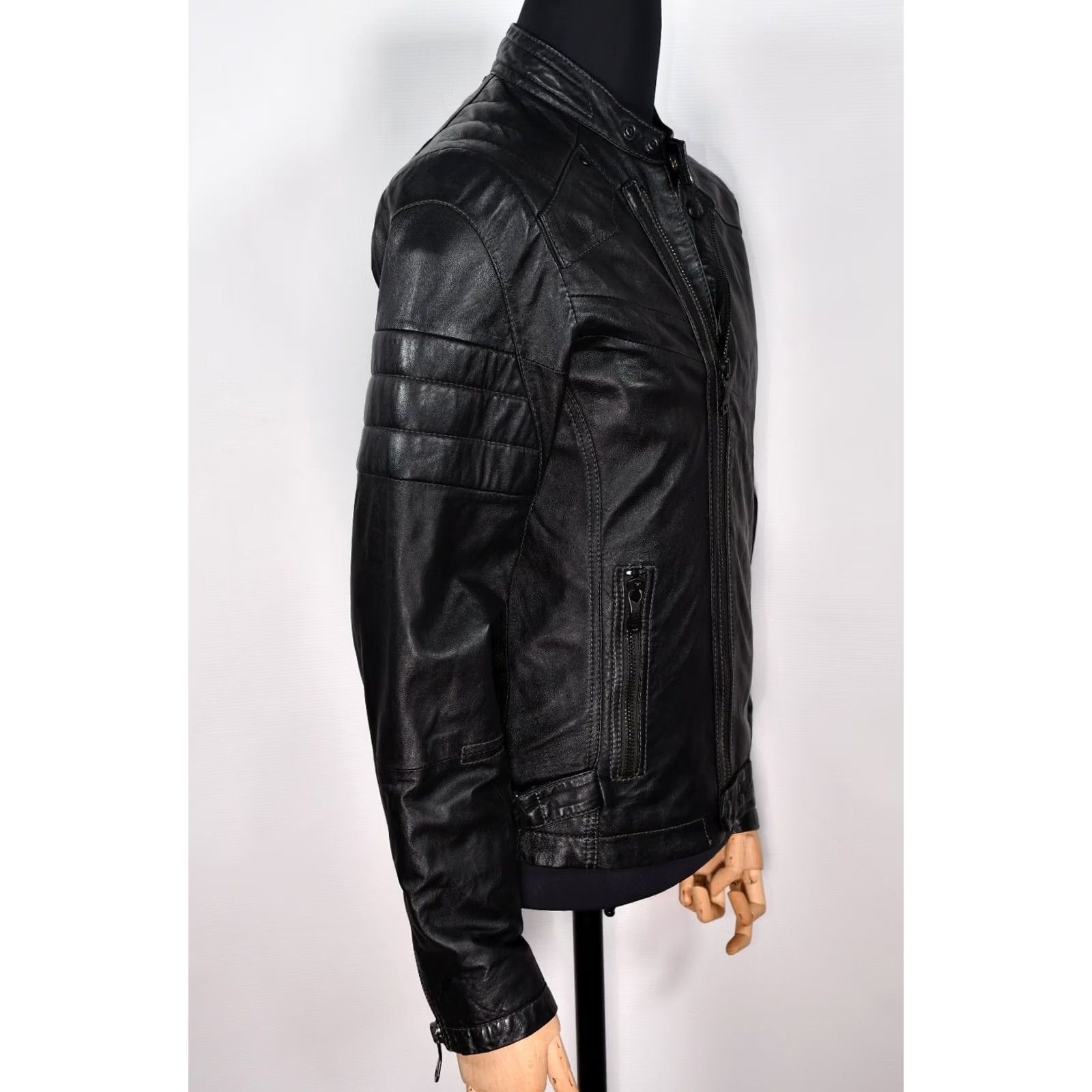 G-Star G-Star RAW Marchant JKT Biker Leather Mens Jacket M Black Static 1-0 Size US M / EU 48-50 / 2 - 7 Thumbnail