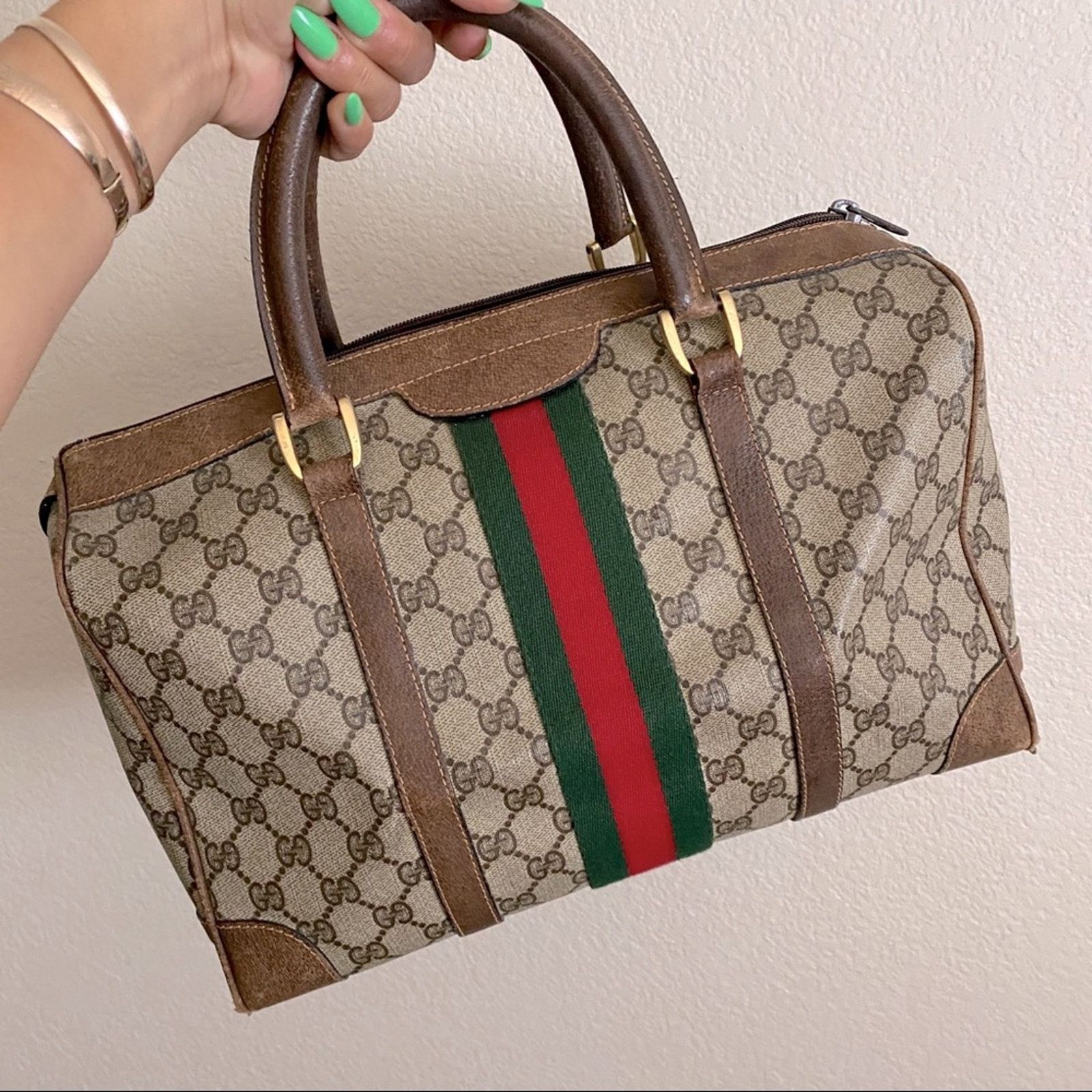 Gucci Carry All Boston Vintage Handbag GG