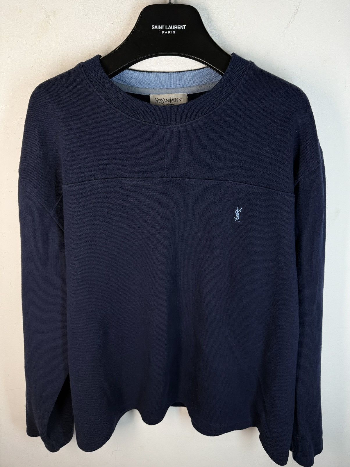Yves Saint Laurent Navy YSL Sweatshirt Logos Vintage Sweater 90s y2k Crewneck Size US L / EU 52-54 / 3 - 3 Thumbnail