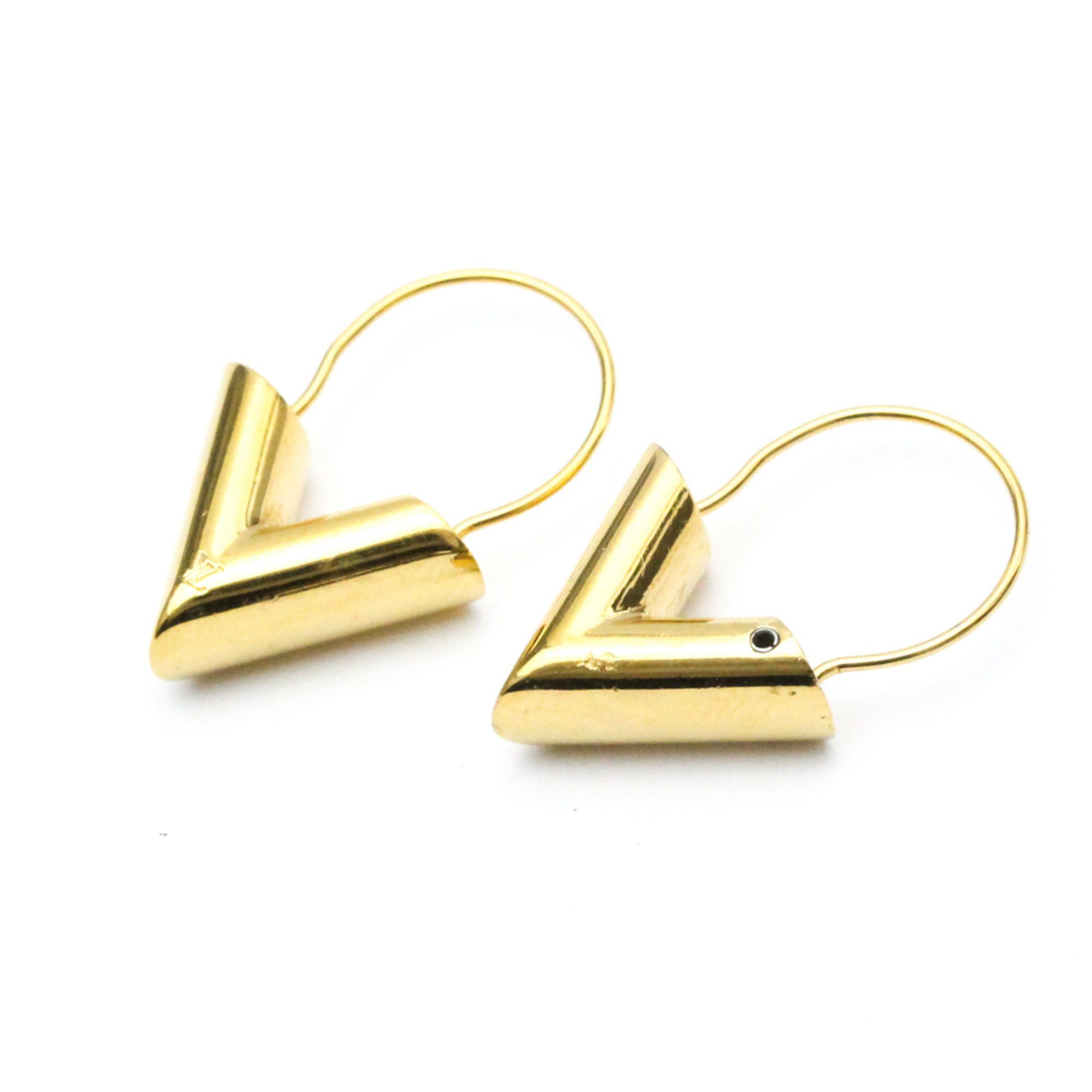 Louis Vuitton Gold-tone Essential V Pierced Earrings M61088 Women