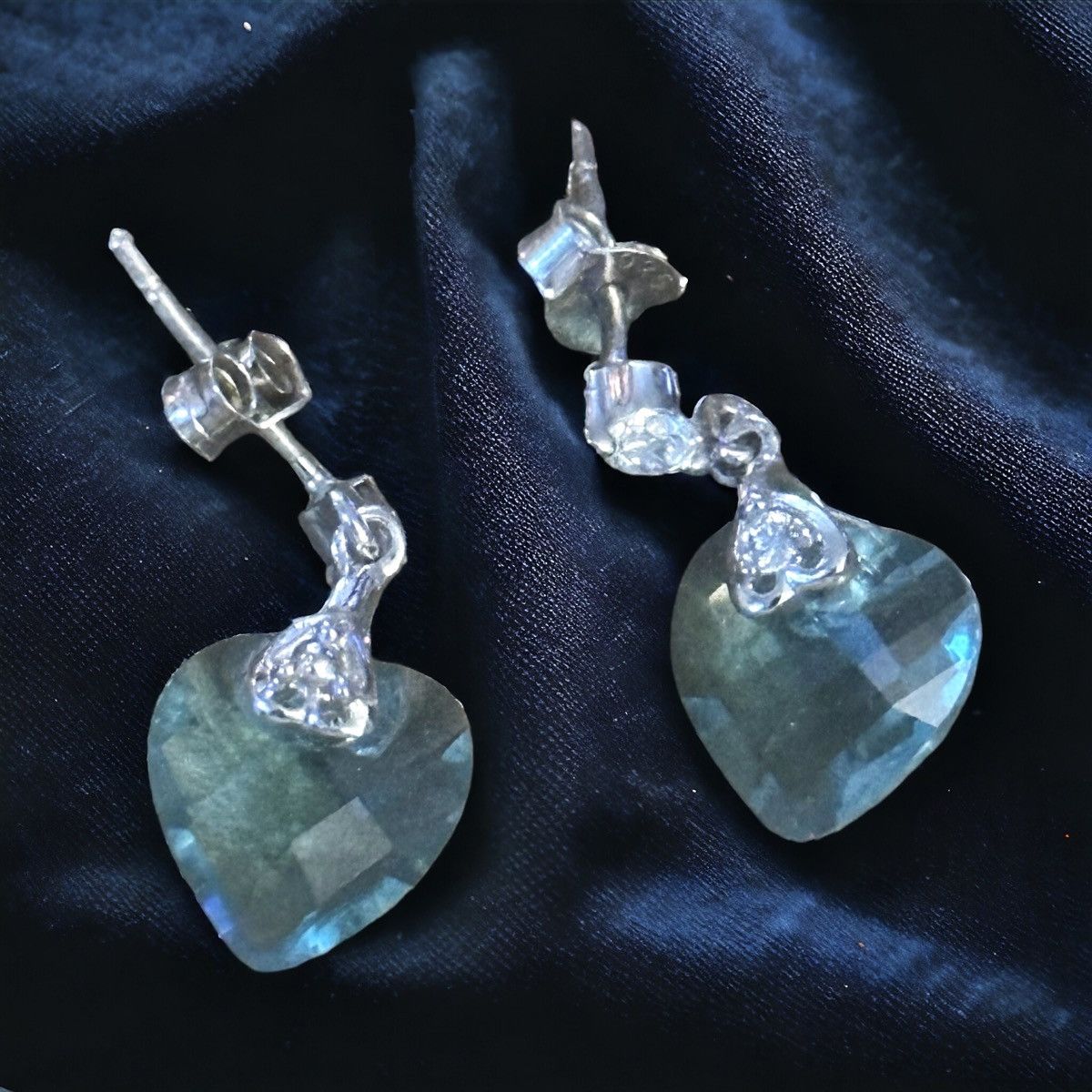 Other 925 blue gemstone dangle heart post earrings Size ONE SIZE - 2 Thumbnail