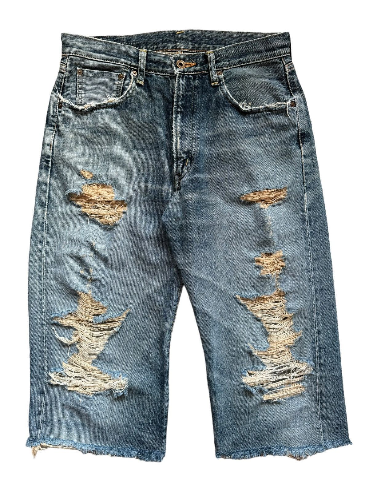 If Six Was Nine Vintage Edwin 505 Selvedge Distressed Short Jeans Size US 31 - 2 Thumbnail