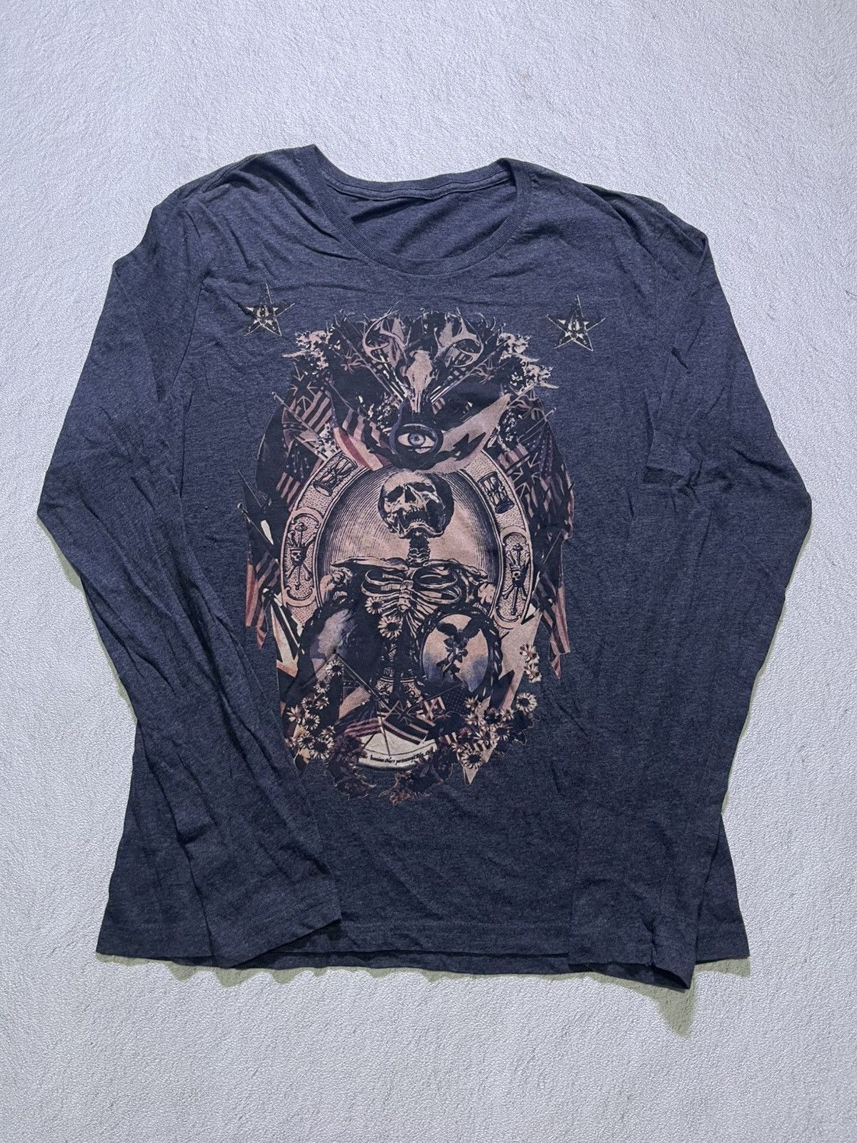 Japanese Brand VINTAGE Y2K long sleeve tshirt skull print motif Size US M / EU 48-50 / 2 - 1 Thumbnail