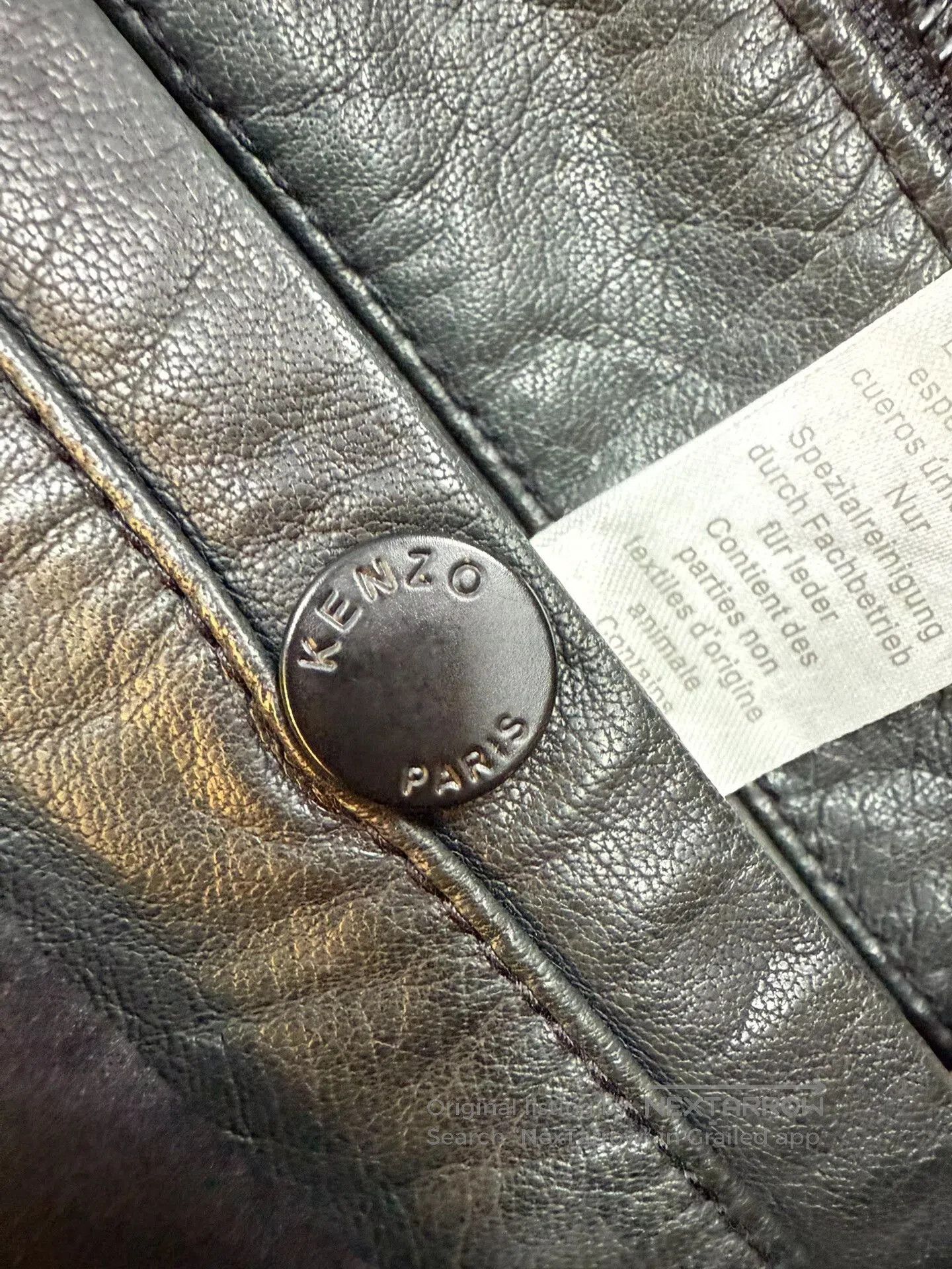 Kenzo KENZO Men's Leather Jacket with Embroidery. Size US XL / EU 56 / 4 - 7 Thumbnail