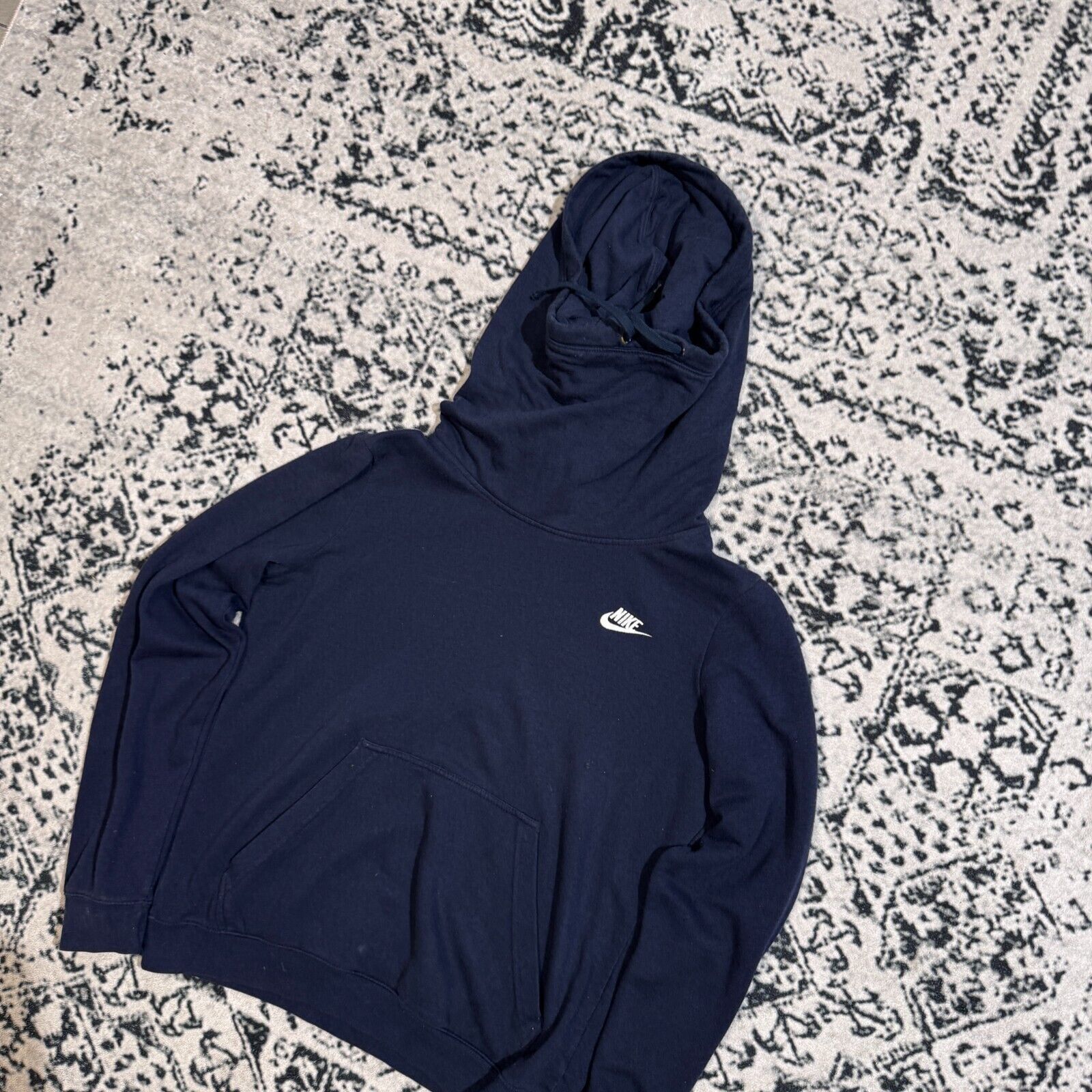 Nike × Vintage Vintage Nike Unisex Navy Cotton Hoodie Size M Ninja Fleece Size US M / EU 48-50 / 2 - 2 Thumbnail