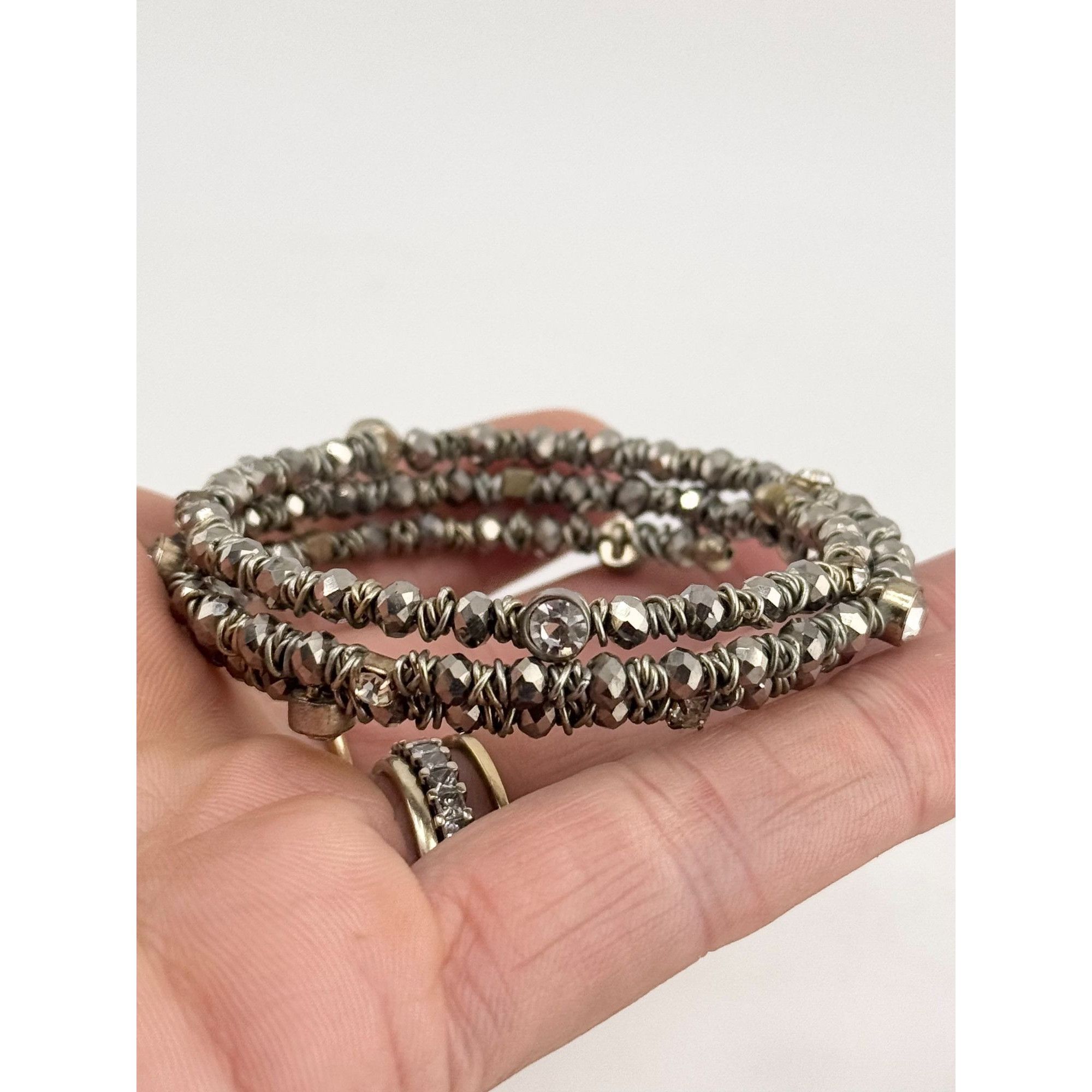Vintage Vintage silver crystal rhinestone wire wrap cuff bracelet Size ONE SIZE - 3 Thumbnail
