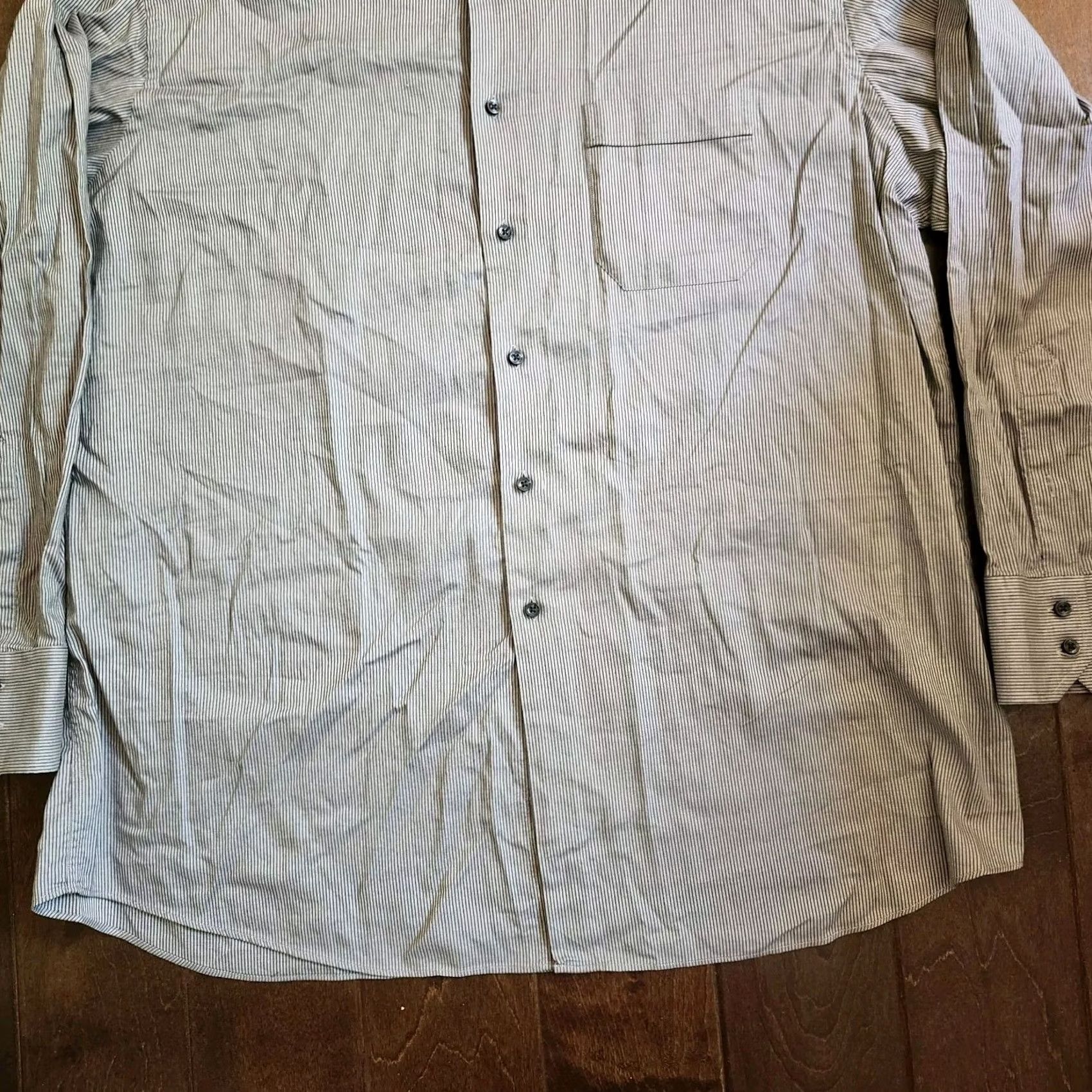 Etro Metro London Shirt Mens 34/35 Gray Men Striped Button Dress Size Size 34R - 5 Thumbnail