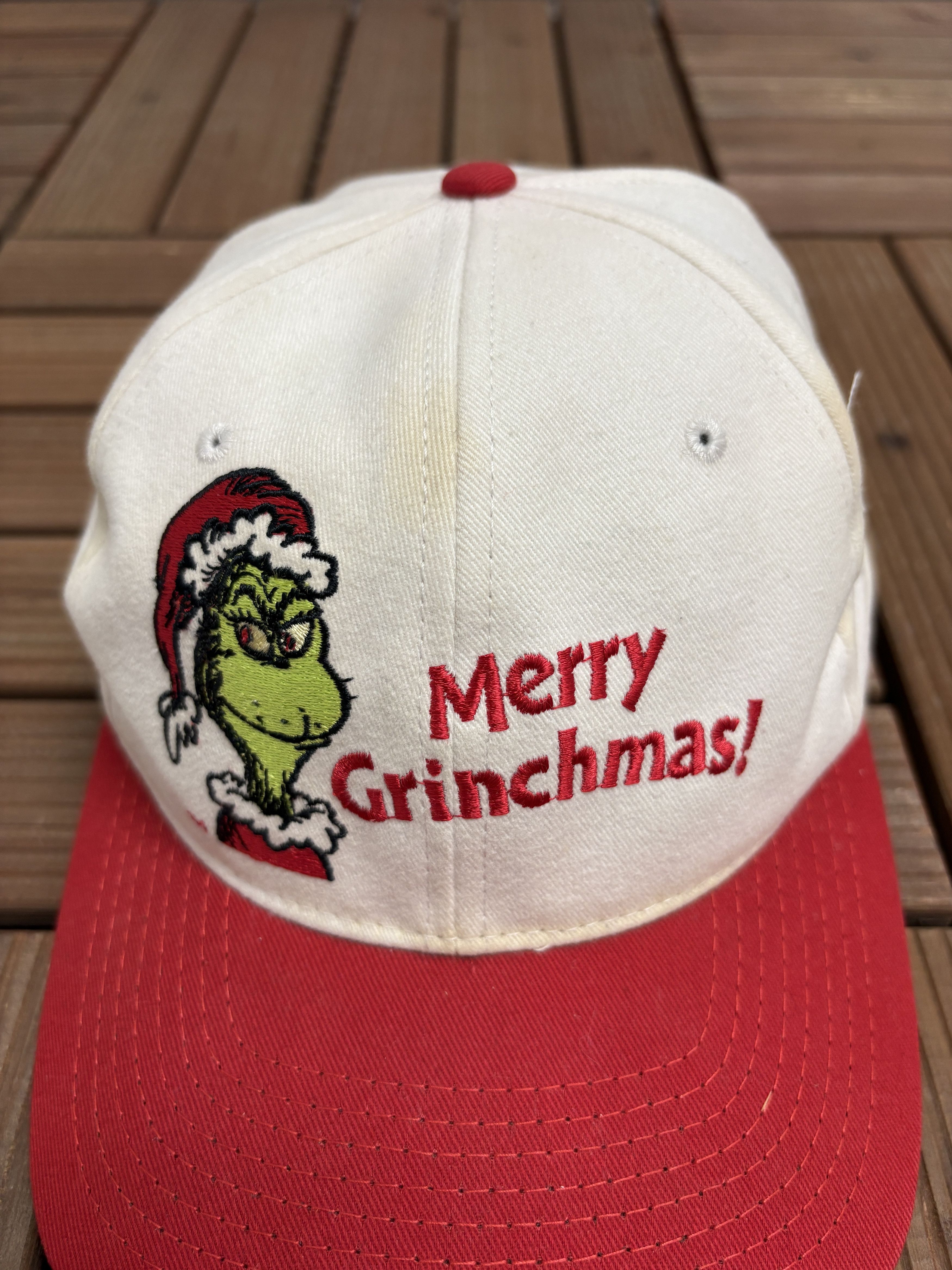 Vintage The Grinch Merry Grinchmas! Vintage White Snap Back Hat Size ONE SIZE - 3 Thumbnail