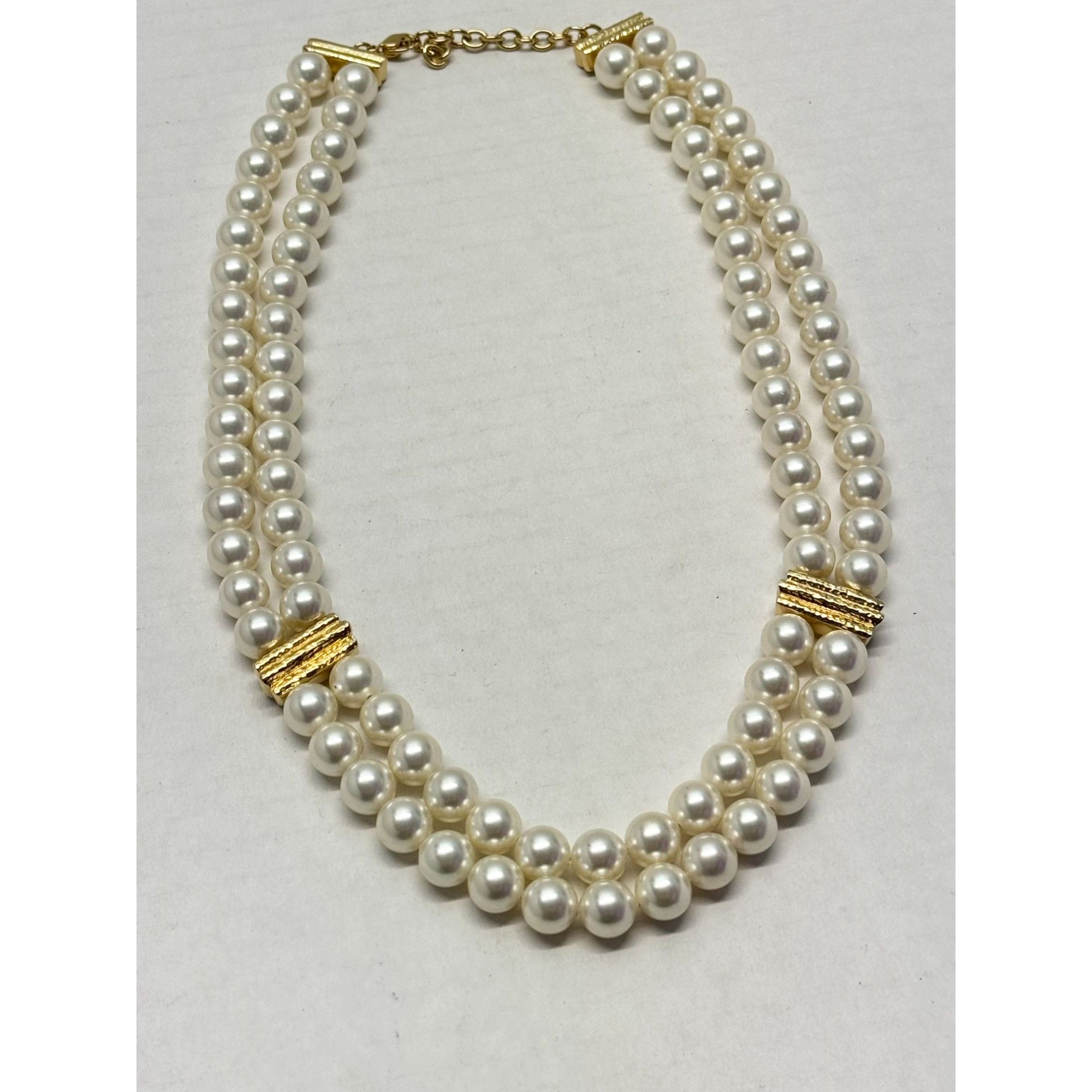 Vintage M & N 925 sterling silver faux pearl collar necklace Size ONE SIZE - 3 Thumbnail