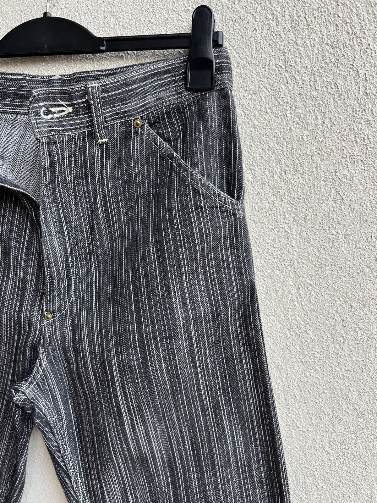 Pherrow's STORMY BLUE Japan Buckle Back Striped Carpenter Denim Jeans Size US 30 / EU 46 - 11 Thumbnail