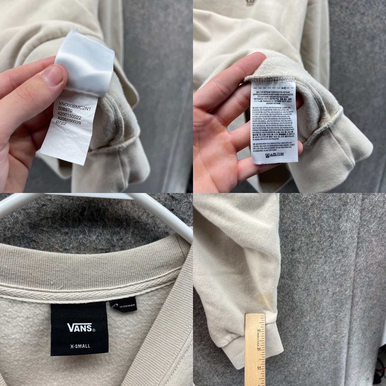 Vans VANS Sweater Mens XS Beige Crewneck Pullover Fleece Off The Wall Logo Vintage Size US XS / EU 42 / 0 - 8 Thumbnail