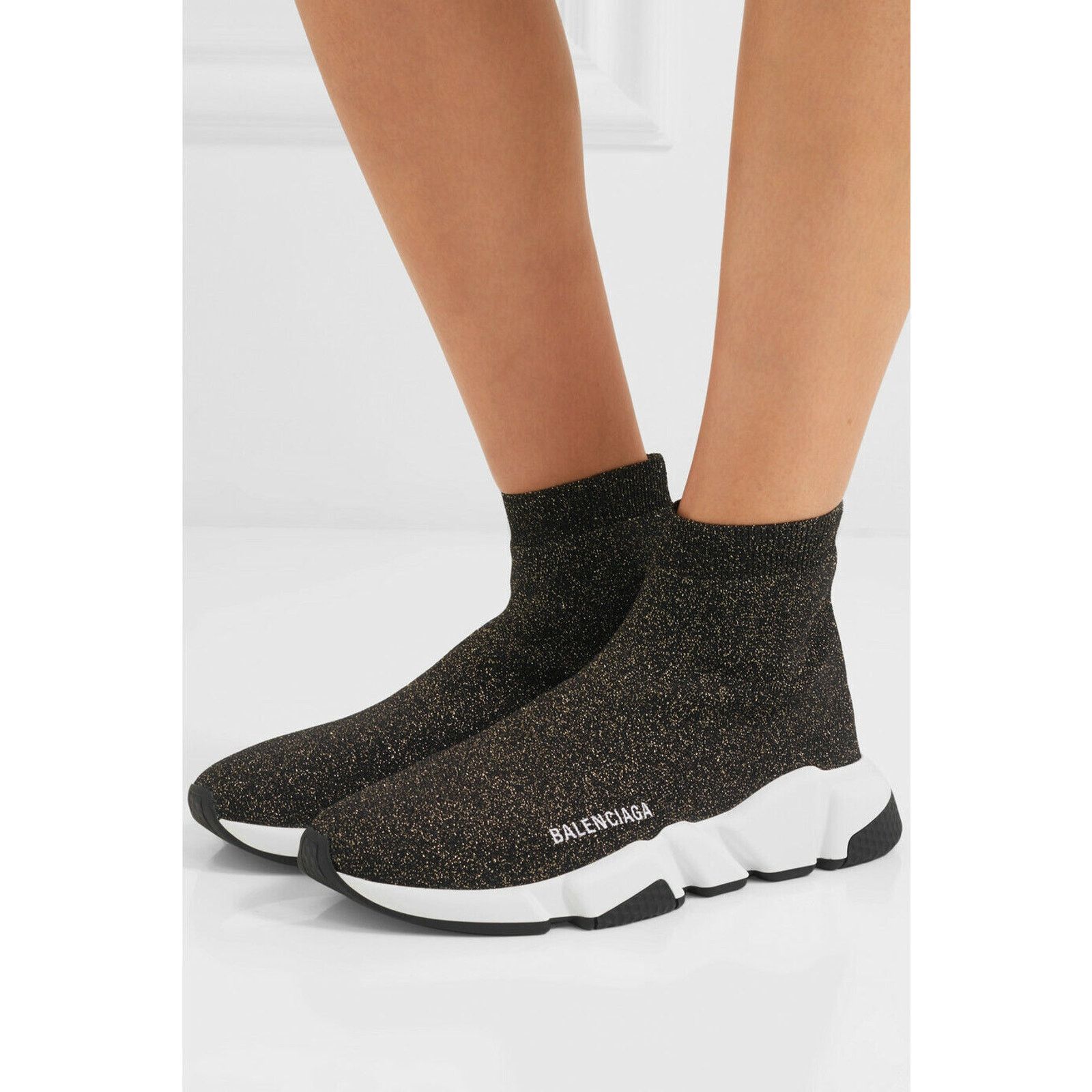 Balenciaga Balenciaga Women Speed Sock Trainer White Black Sneakers 41 Size US 11 / IT 41 - 5 Thumbnail