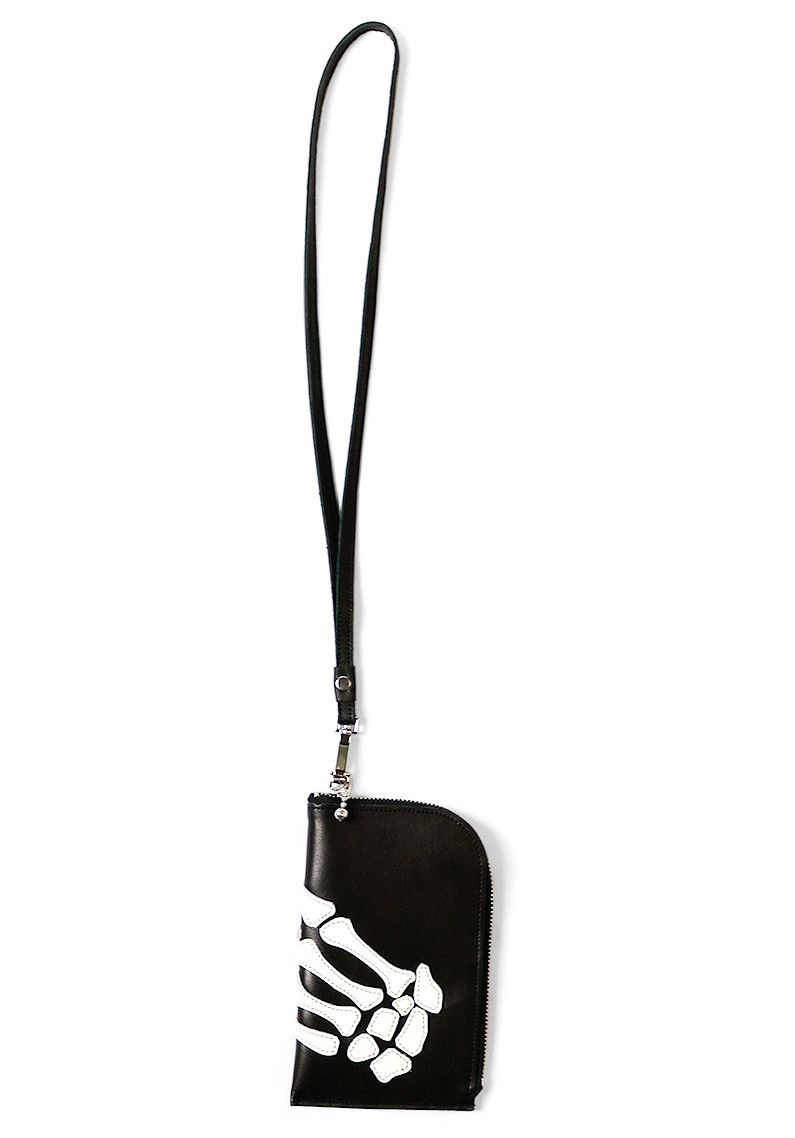 Kapital Kapital leather THUMBS UP BONE HAND ZIP neck BAG black new Size ONE SIZE - 2 Thumbnail
