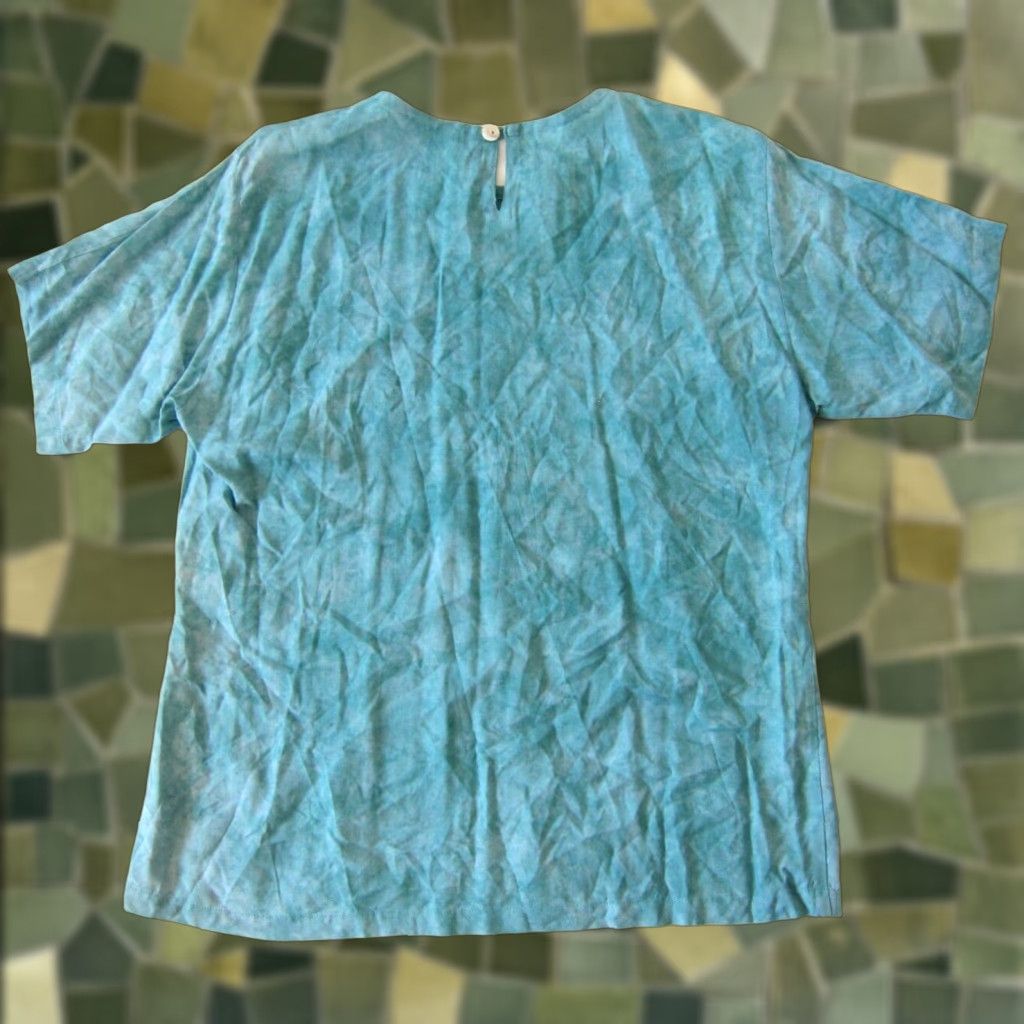 4SDESIGNS Vtg Nativewear Designs Ray on Green Tie Dye Short Sleeve Tunic Peasant Blouse S Size S / US 4 / IT 40 - 1 Thumbnail