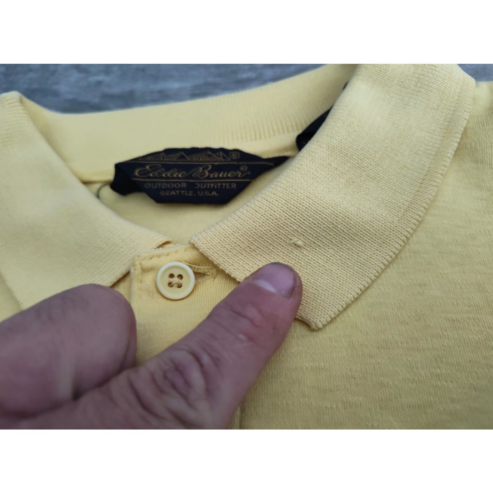Eddie Bauer VINTAGE Eddie Bauer Polo Shirt Short Sleeve Men M Yellow 40 Chest Solid 100% Cotton USA Made 1990s Golf Preppy Mens Size US M / EU 48-50 / 2 - 5 Thumbnail