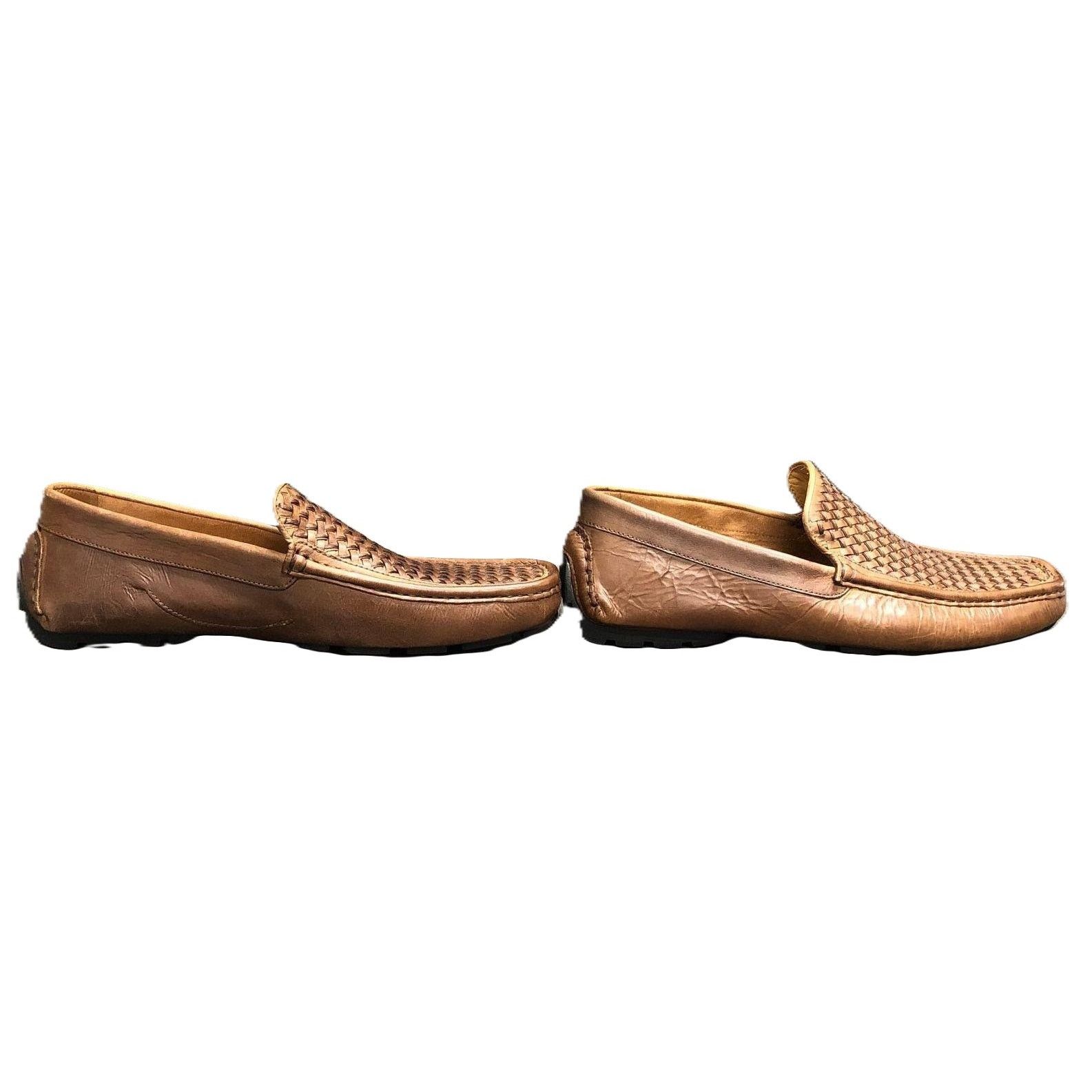 Donald Pliner Donald Pliner Damiano Cognac Woven Leather Driving Loafer Size US 11.5 / EU 44-45 - 2 Thumbnail