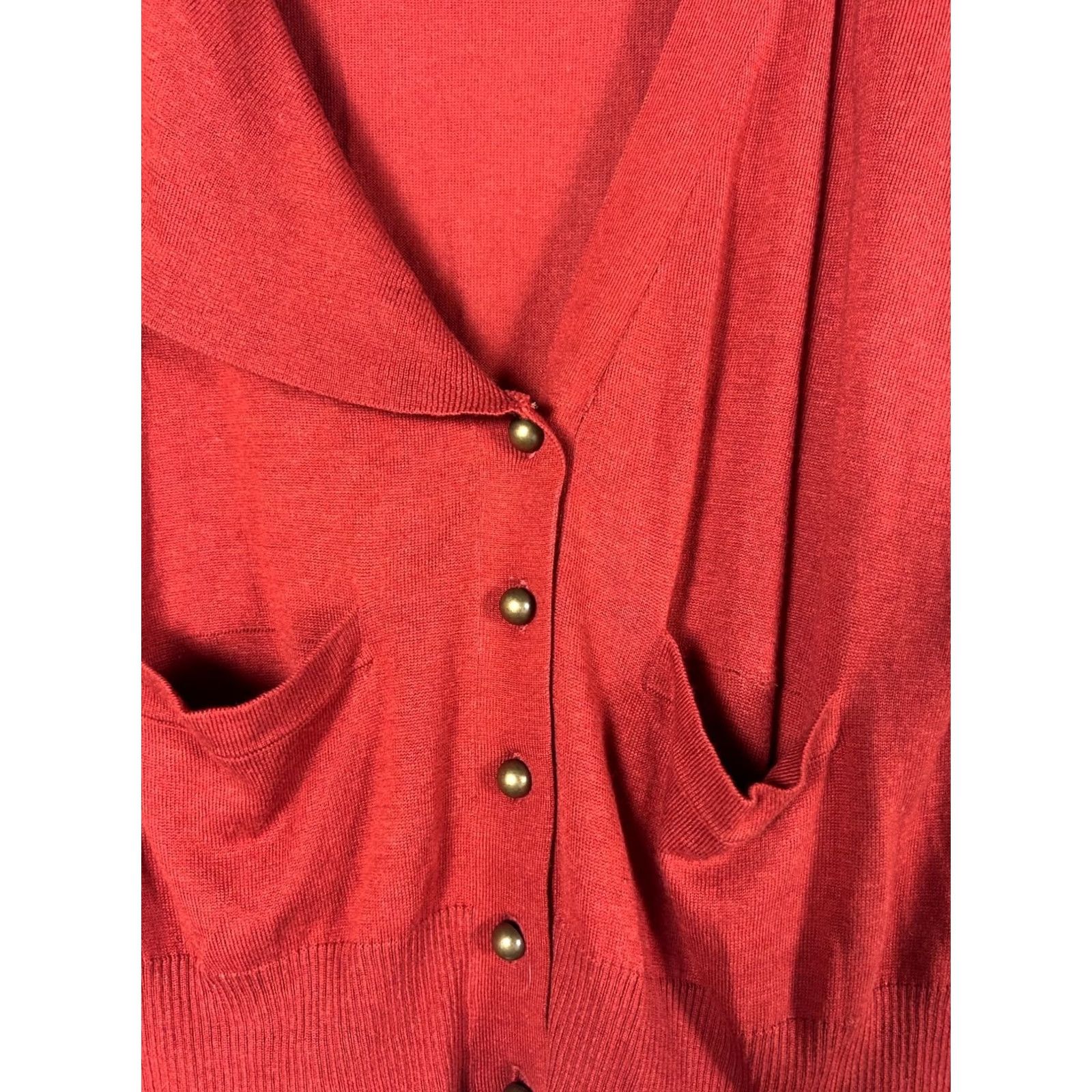 Anthropologie Anthropologie Moth Womens Button-Front Knit Cardigan Sweater Large Red Pockets NWOT Size L / US 10 / IT 46 - 2 Thumbnail