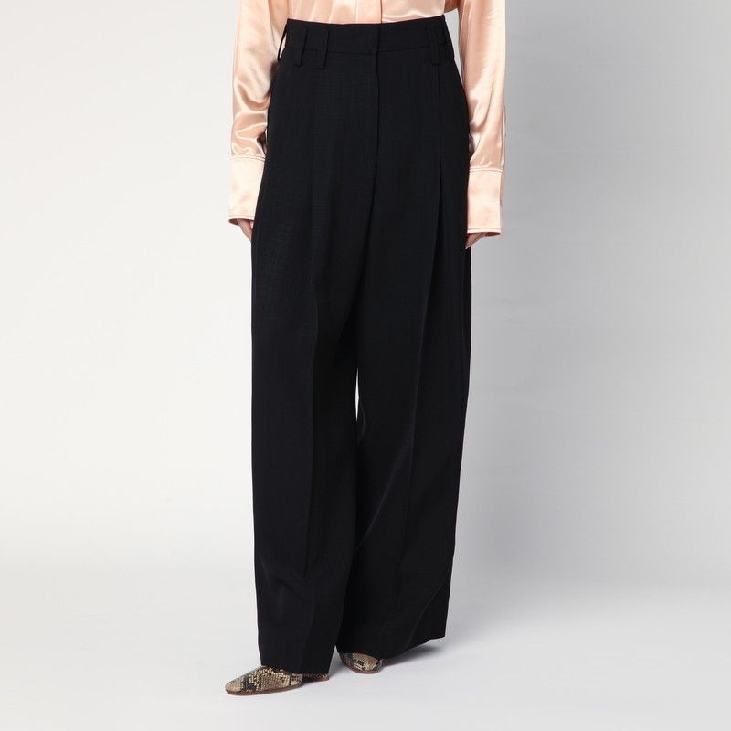 Jil Sander Jil Sander Wide Black Pants In Silk Blend Size 28" / US 6 / IT 42 - 1 Thumbnail