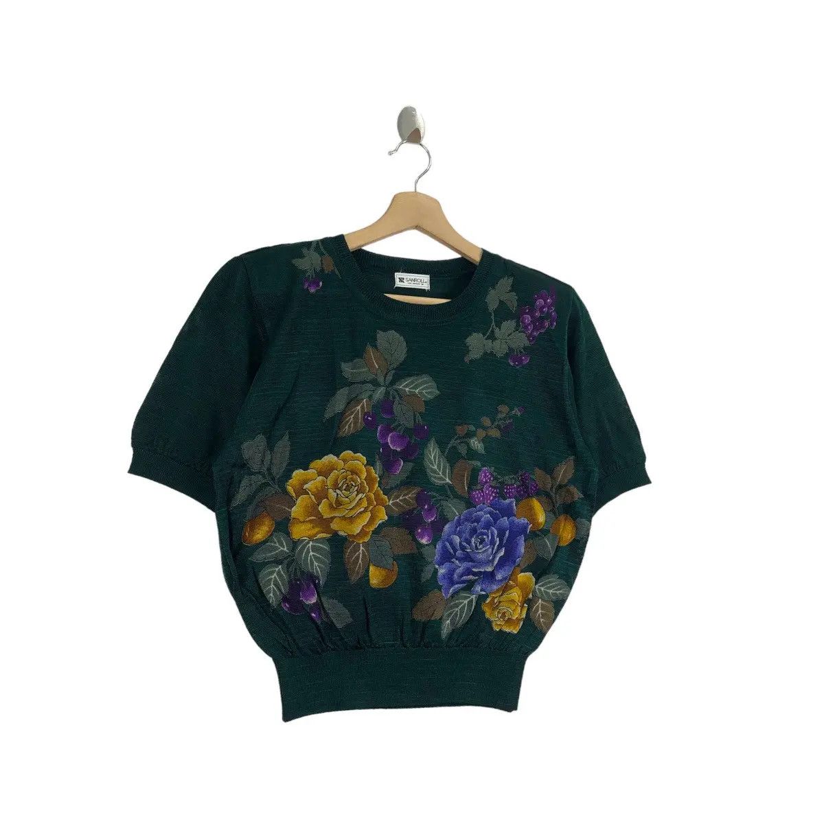 Vintage Vtg 80’ SANROLL KOBE UNIVERSE Roses Floral Knitwear Sweater Size M / US 6-8 / IT 42-44 - 4 Thumbnail