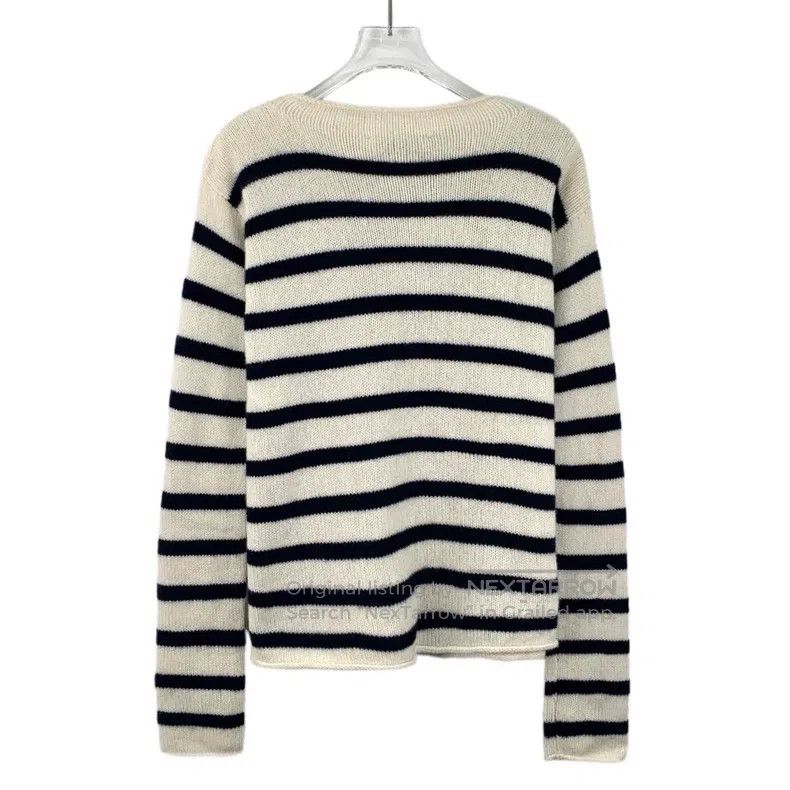 Dior Dior Beige letter inlaid striped cashmere round-neck long- Size S / US 4 / IT 40 - 2 Thumbnail
