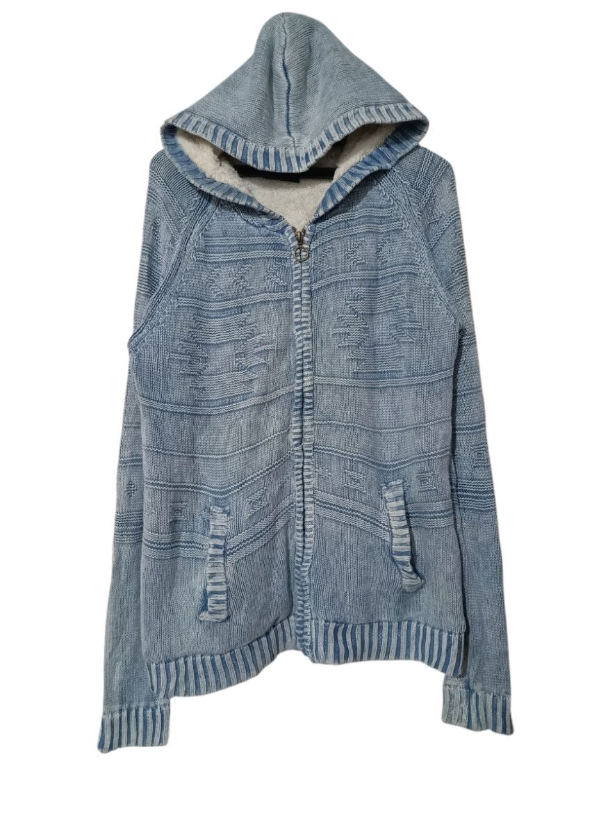 Japanese Brand Navajo Knit Indigo Flecce Hoodie Zip up Jacket Size US L / EU 52-54 / 3 - 1 Thumbnail