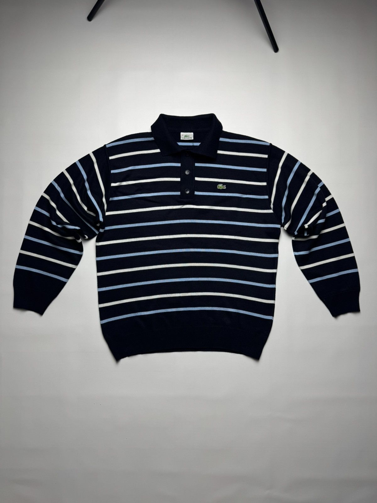Lacoste Lacoste Classic V-Neck Wool Sweater – Navy Blue Size US XL / EU 56 / 4 - 2 Thumbnail